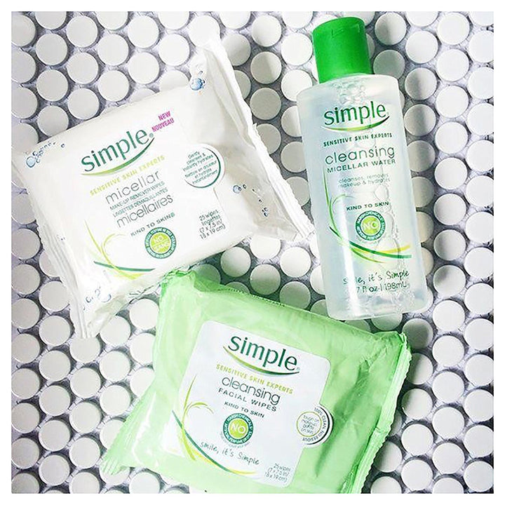 Simple Kind to Skin Facial Wipes, Cleansing 25 ct, Twin Pack