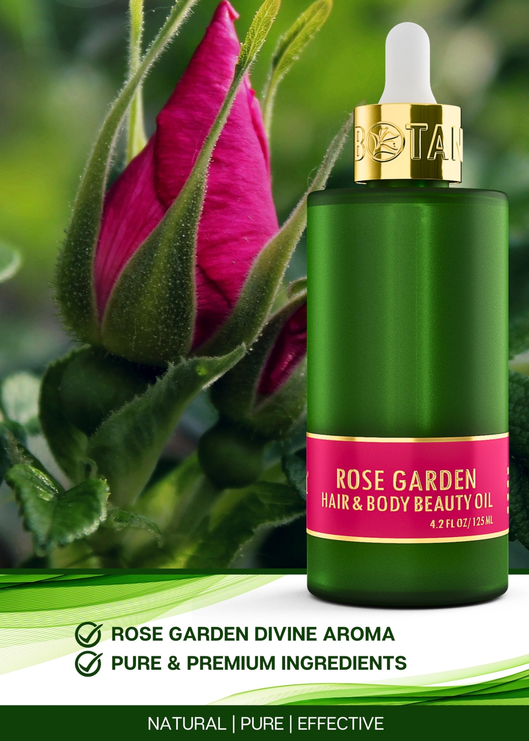 Botanical Nourishing Oil for Body & Hair | Rose Garden | Organic, Pure, Natural Skincare (4.2 fl oz | 125 ml)