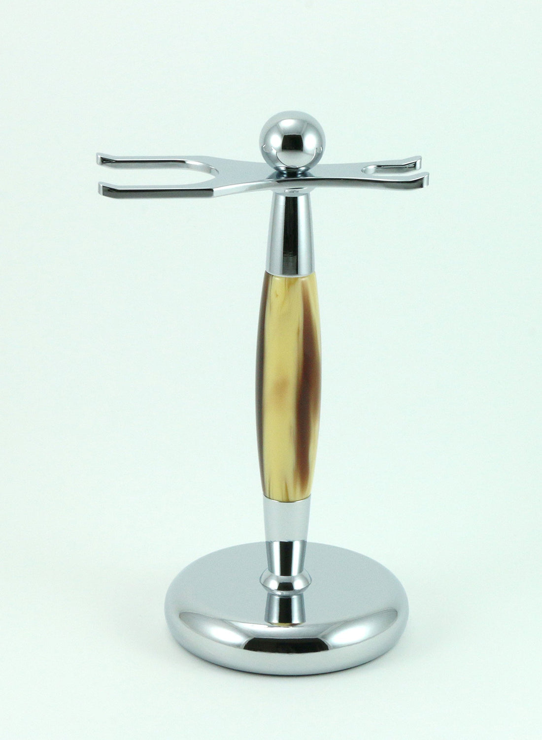 GBS Brush and Razor Chrome Stand with Horn Accents