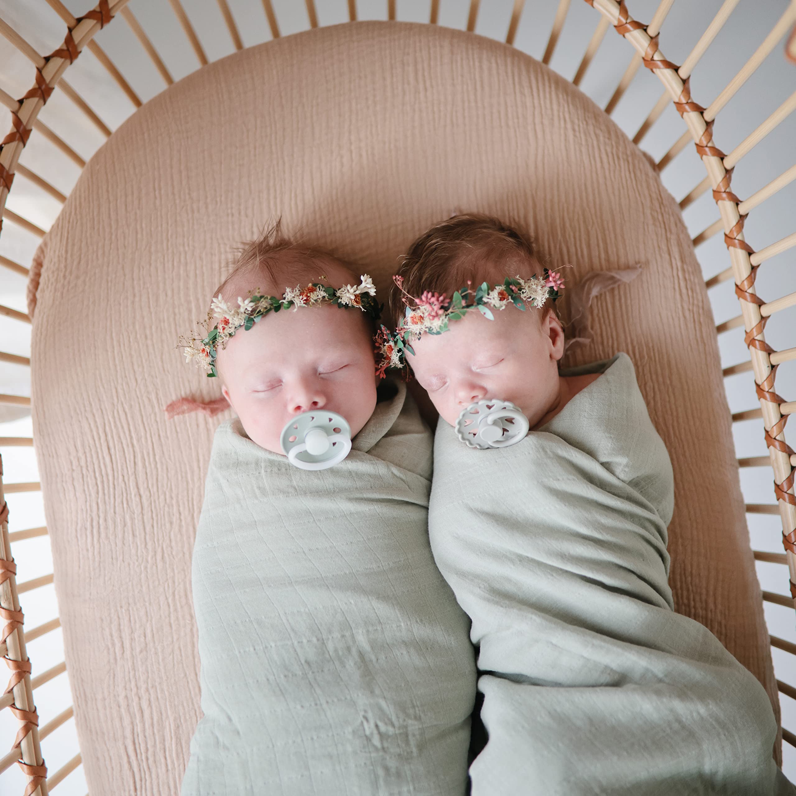 mushie Extra Soft Muslin Fitted Crib Sheet | 192 Thread Count | 28x 52 (Blush)