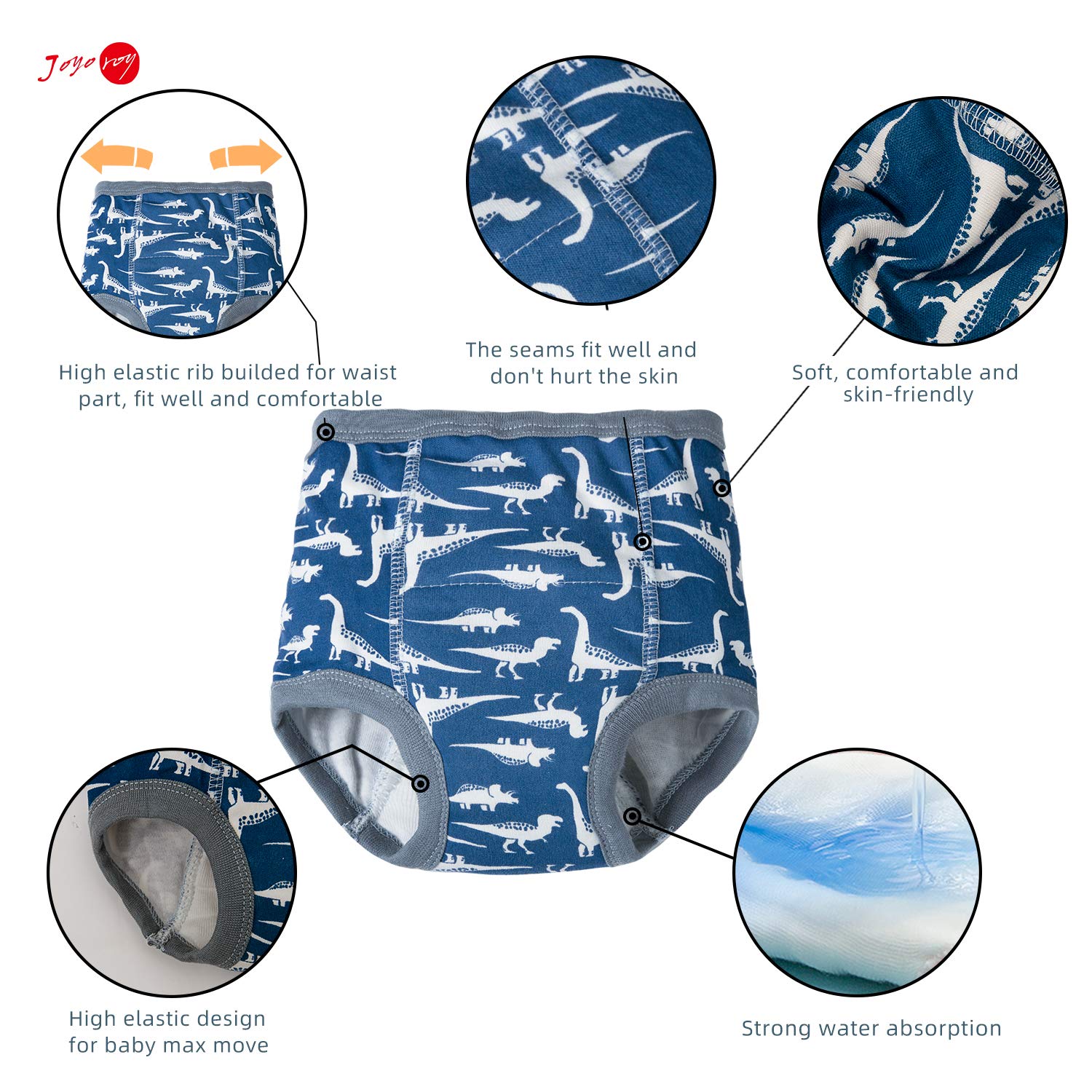 Joyo roy 6Pcs Potty Training Underwear 18-24 Months 100% Cotton Absorbent Toddler Potty Training Pants for Boys Soft Kid Confident Little Boy Underwear 1T Waterproof Pee Pants with Potty Sticker Chart