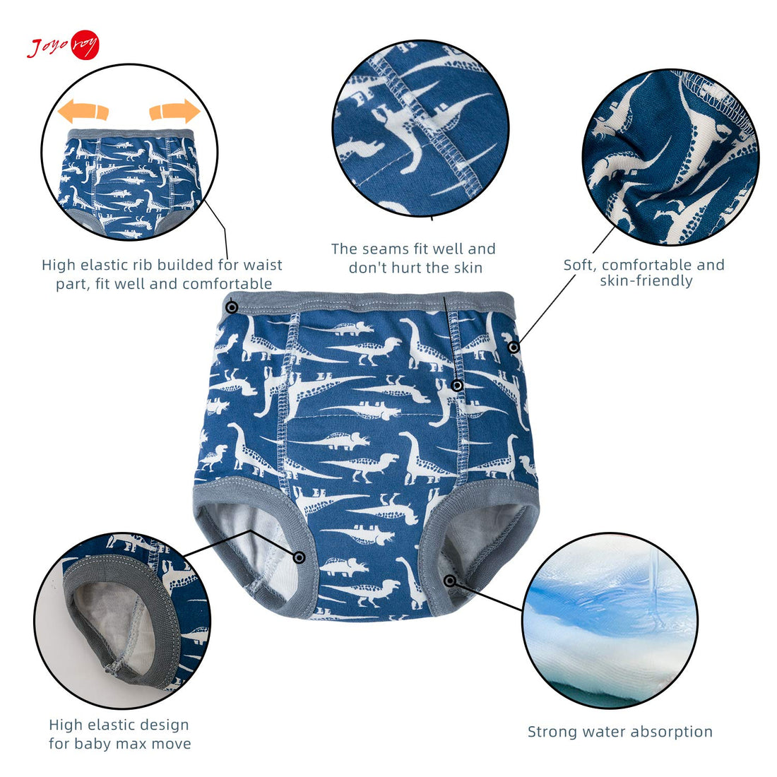 Joyo roy 6Pcs Potty Training Underwear 18-24 Months 100% Cotton Absorbent Toddler Potty Training Pants for Boys Soft Kid Confident Little Boy Underwear 1T Waterproof Pee Pants with Potty Sticker Chart