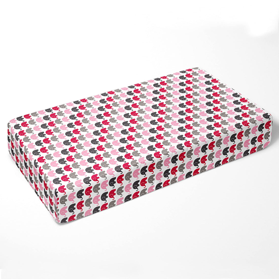 Bacati - Elephant Pink, Fuchsia, Grey 100% Cotton Girls Universal Baby Crib or Toddler Bed Fitted Sheet