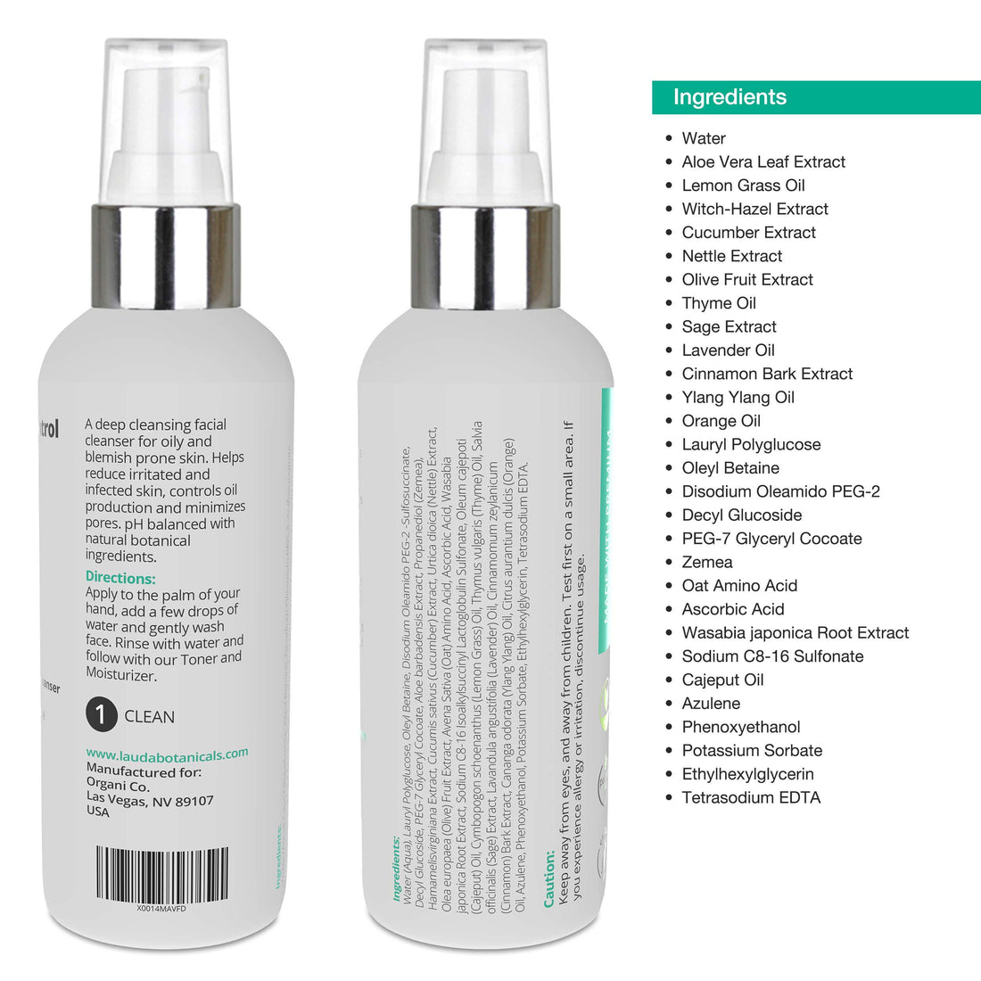 Oil Control Clarifying Face Wash, Oily Skin & Acne Deep Cleansing Face Wash with Natural Botanicals for Soft, Smooth, Clear Skin by Concept Skin Naturals (4 oz)