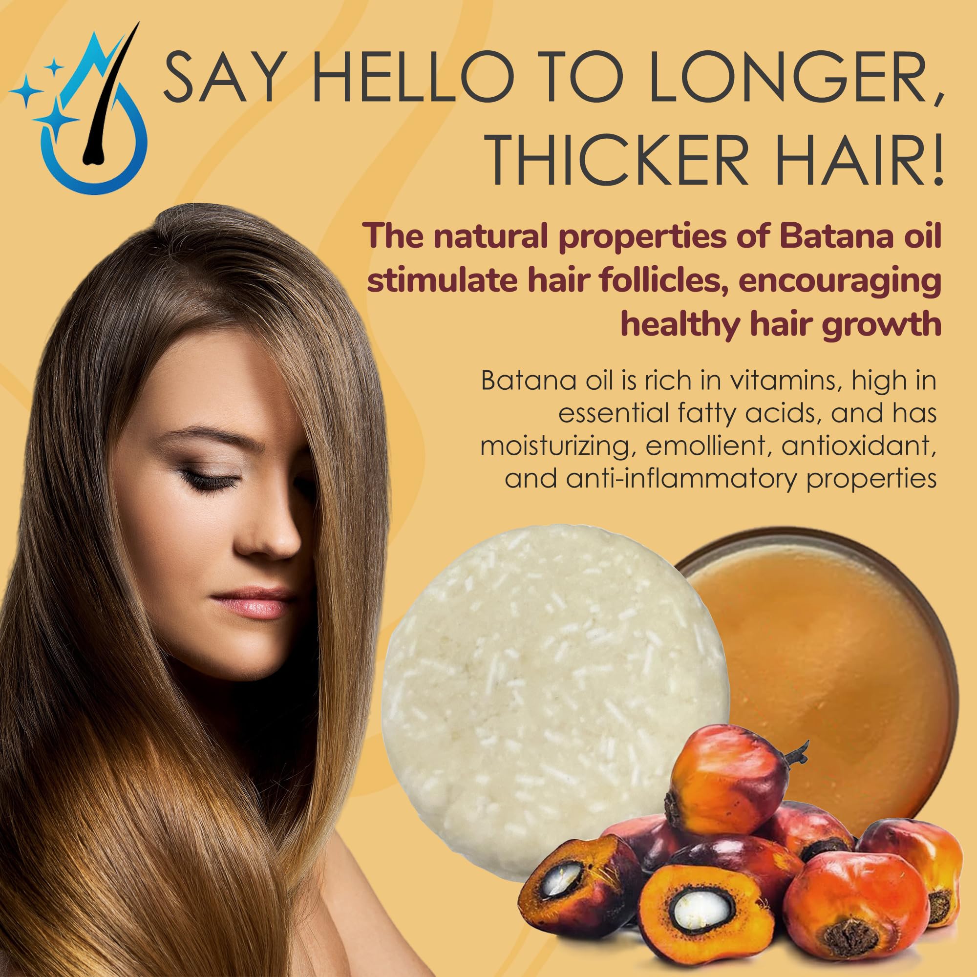 Relaxcation MADE IN USA Batana Oil Solid Shampoo Bar and Conditioner Bar for Hair Growth, Reduces Hair Loss, Hydrates Dry Hair, Improves Scalp Health Handcrafted in USA, Travel-Friendly