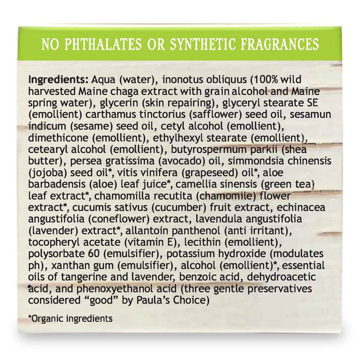 Maine Chaga Face & Body Cream, Large 4 oz Value Size, With Natural Vitamin B3, Organic & Natural Ingredients, Lightweight for the Face Yet Moisturizing for the Whole Body