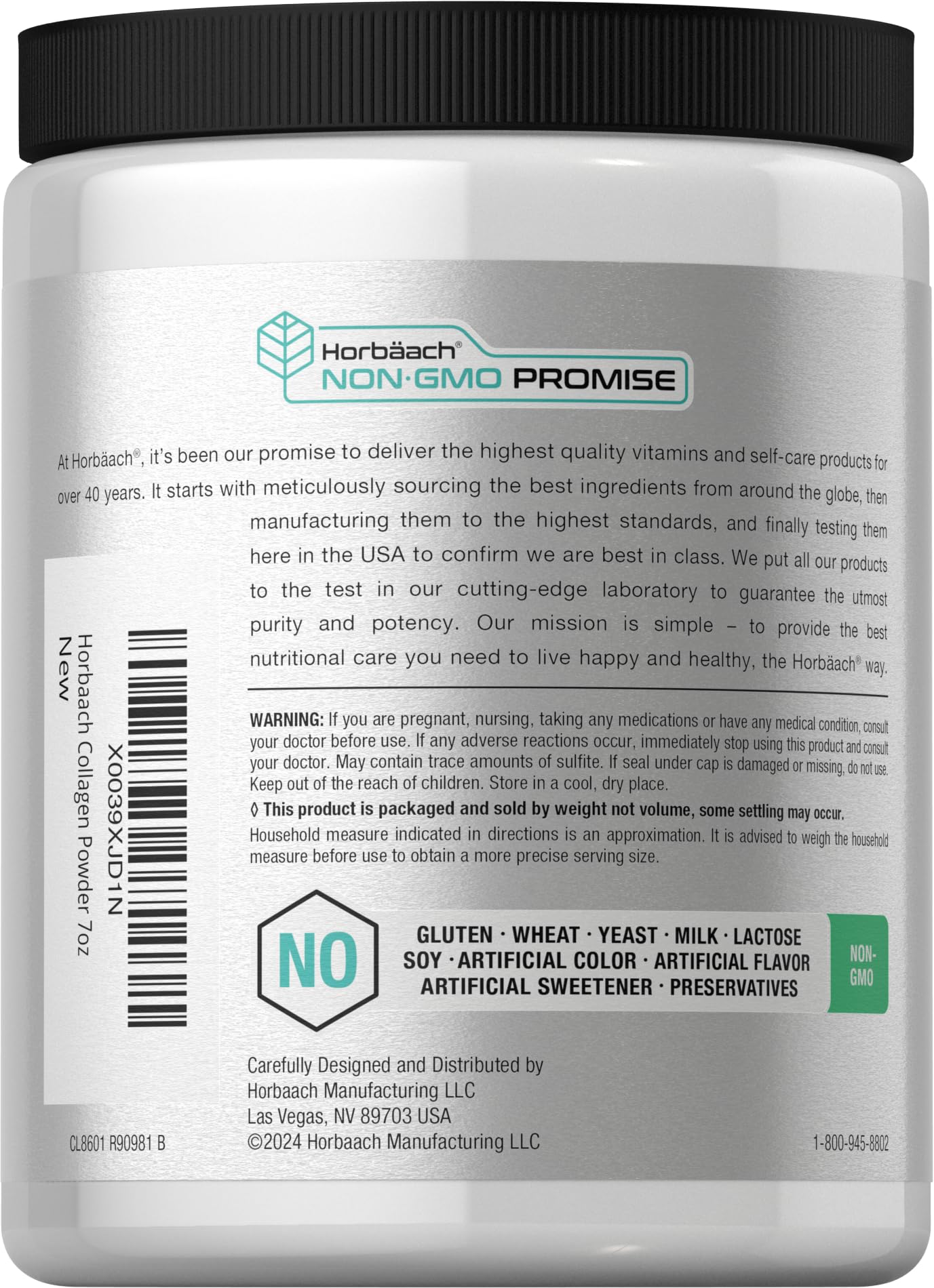 Horbäach Collagen Peptides Powder 7oz | Type I and III | Unflavored Multi Collagen Protein and Amino Acids | Gluten Free, Keto & Paleo Friendly