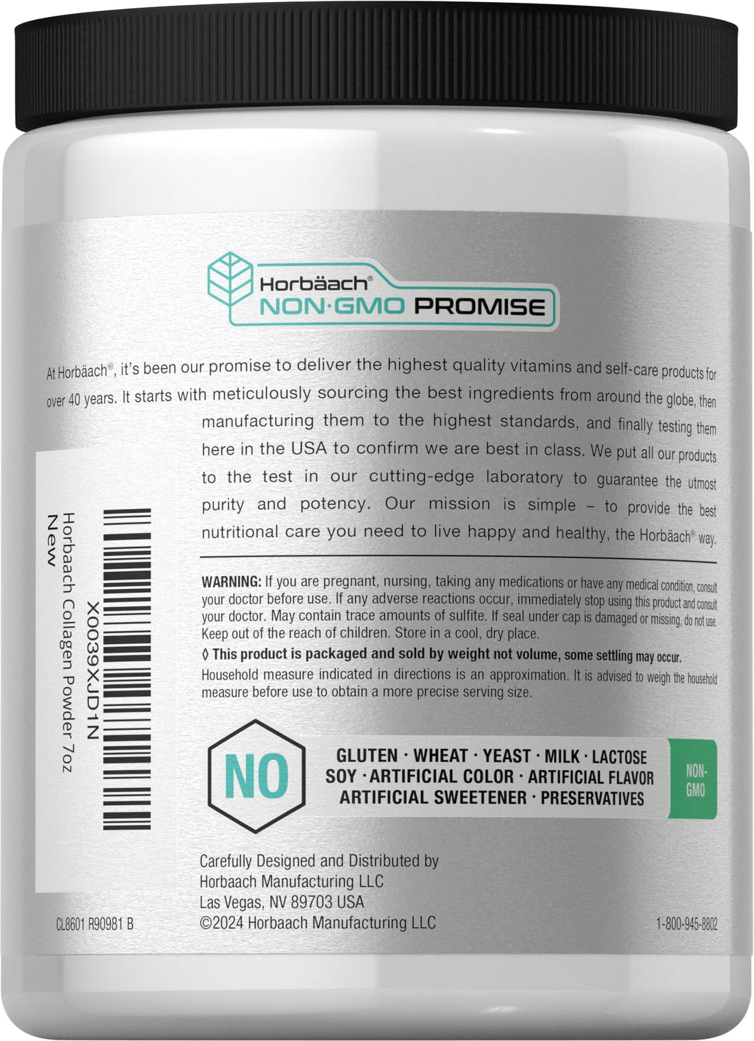 Horbäach Collagen Peptides Powder 7oz | Type I and III | Unflavored Multi Collagen Protein and Amino Acids | Gluten Free, Keto & Paleo Friendly