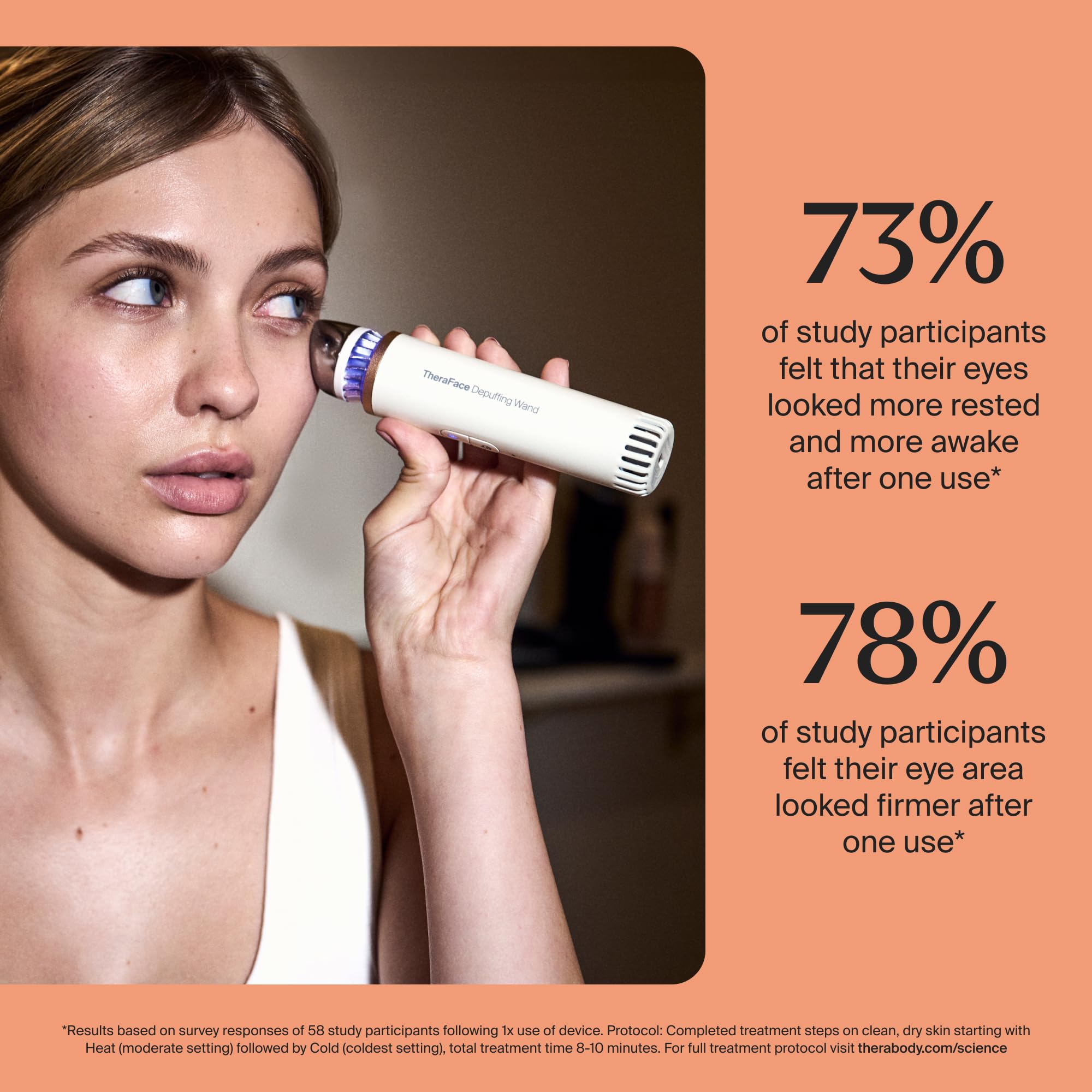 TheraFace Depuffing Wand – Cold and heat skincare treatment to depuff and glow; beauty wand, face roller and eye massager for dark circles and radiant skin, White