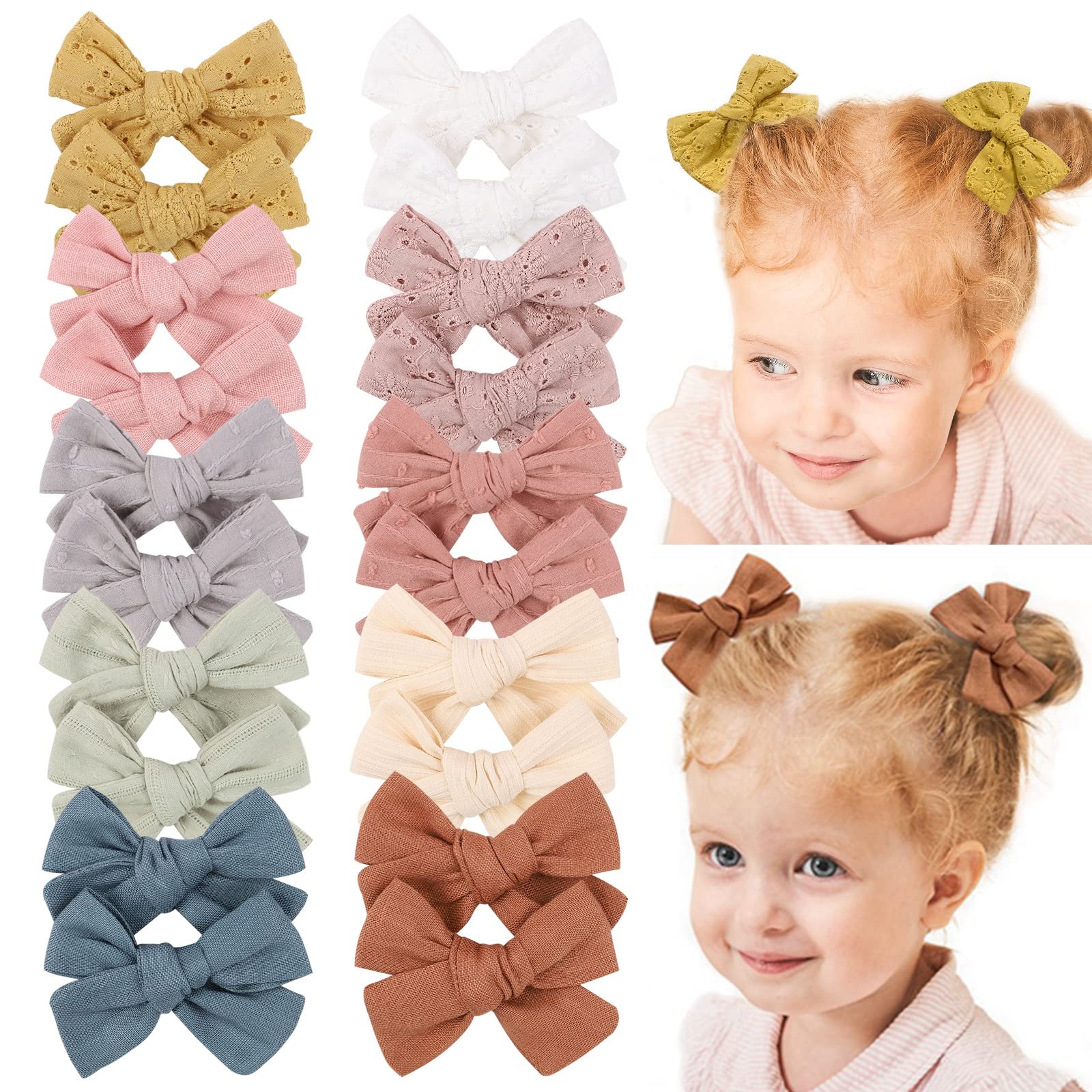 20pcs Baby Girl Hair Bows Clips Fully Lined Barrettes Hair Accessories for Little Girls Toddler Kids Teens