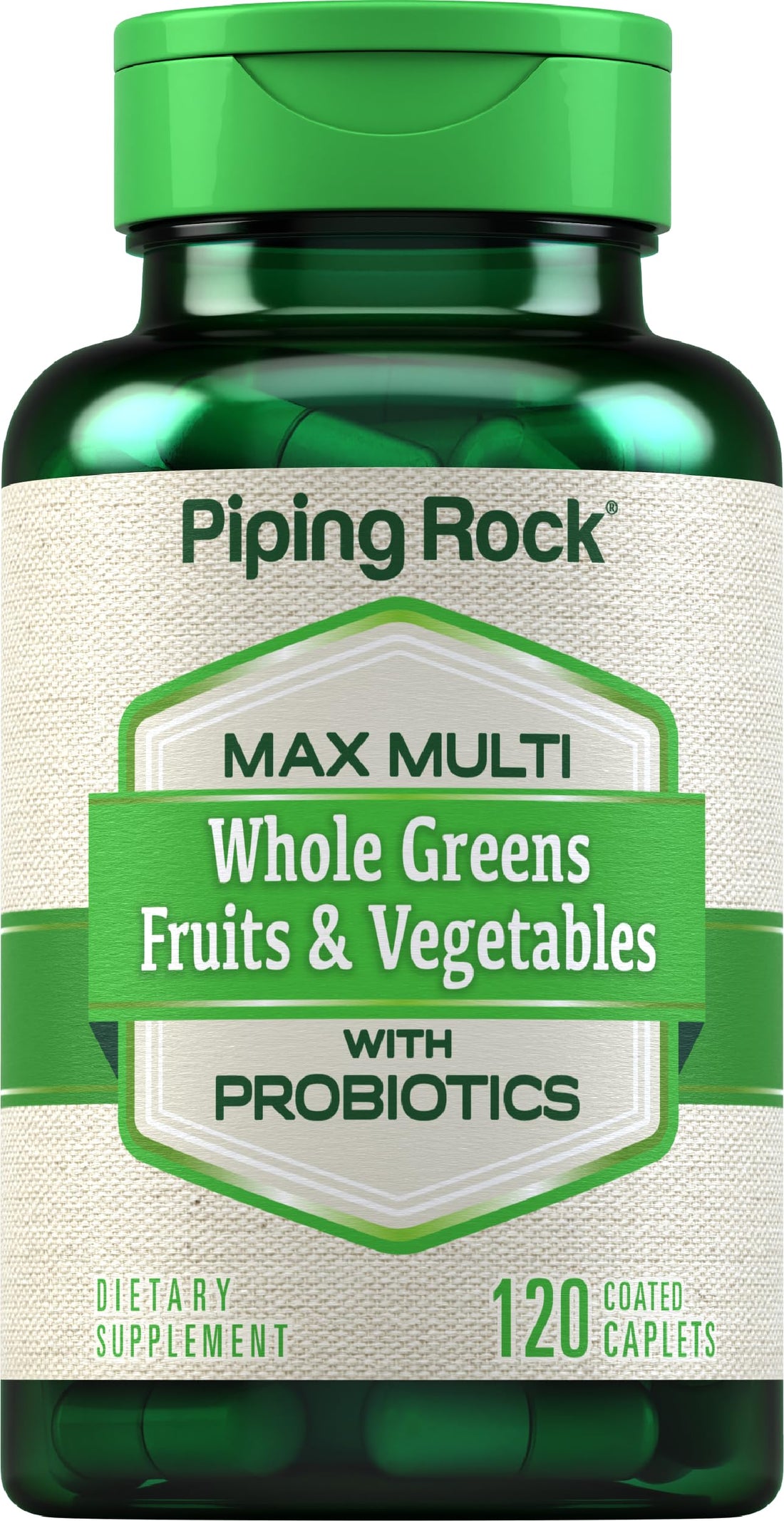 Piping Rock Fruits and Veggies Supplement | 120 Caplets | Fruit and Vegetable Blend with Probiotics | Max Multi Vitamin | Non-GMO, Gluten Free