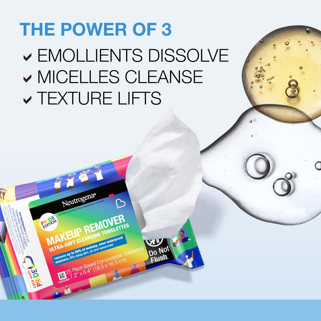 Care with Pride Neutrogena Makeup Remover Cleansing Towelettes, 25 Count, Twin Pack