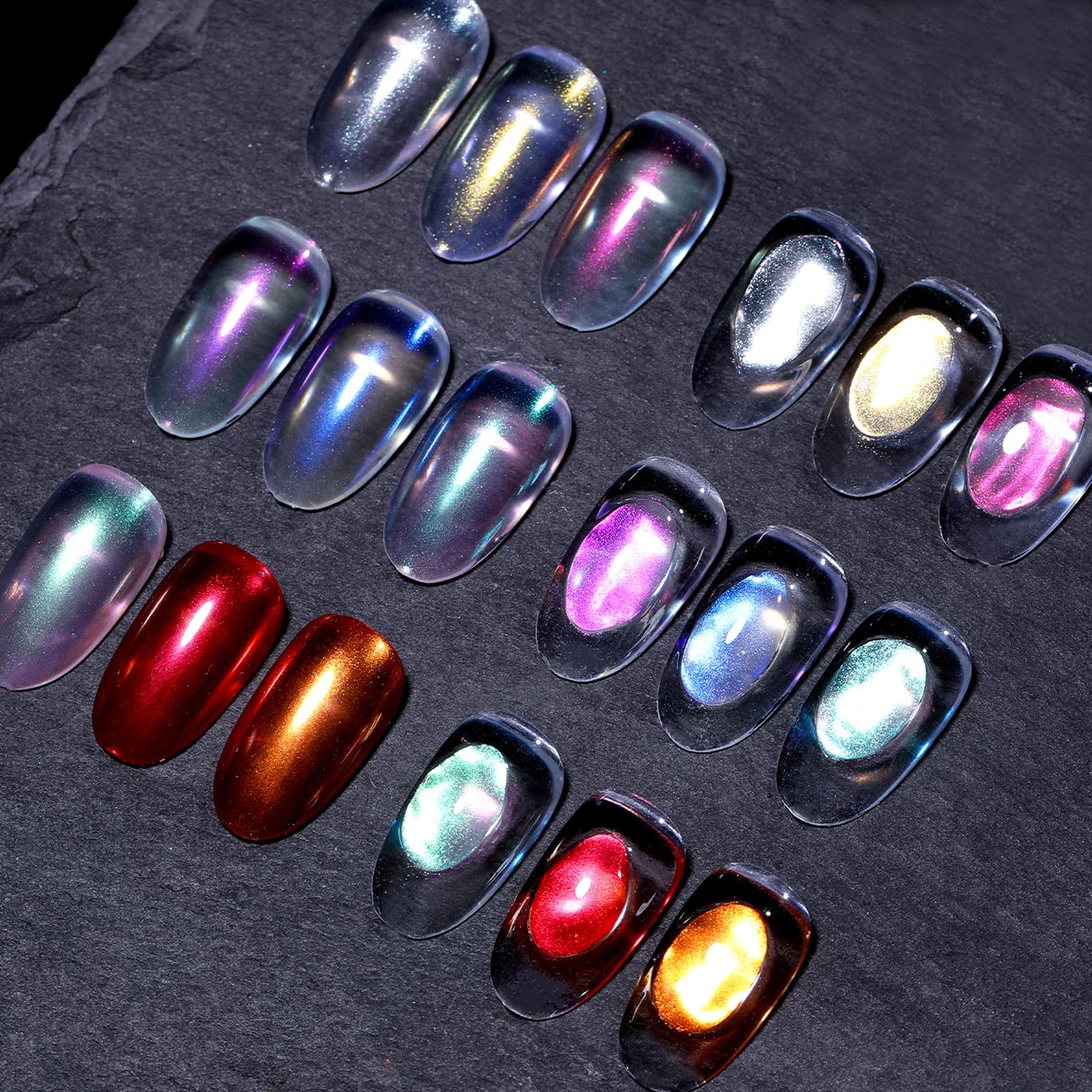 BORN PRETTY Chrome Powder Metallic Mirror Chameleon Nail Powder Auroras Mermaid Nail Powder Pigment for Nail Art Gel Polish Manicure Nail Art Decorations 9 Jars