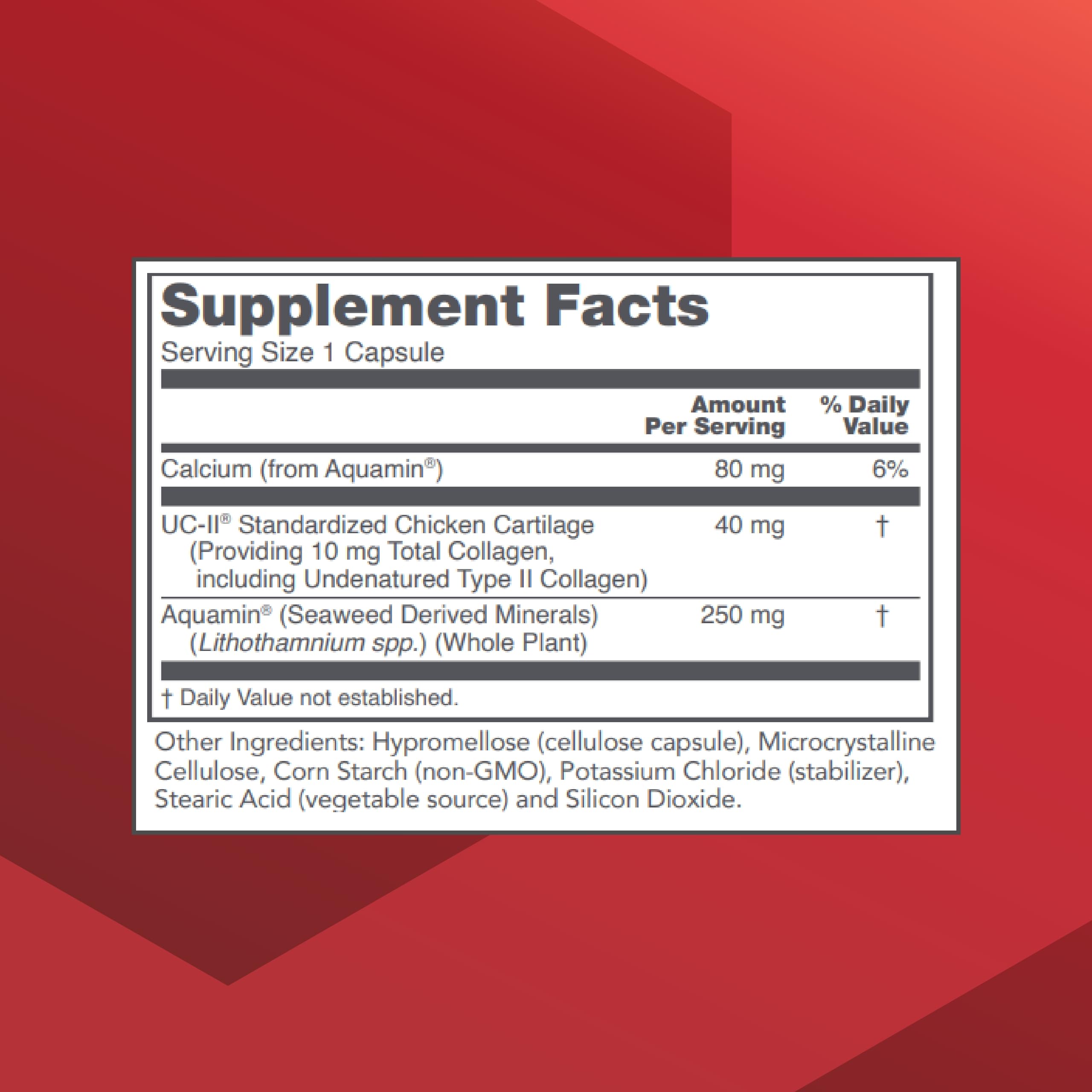 PROTOCOL FOR LIFE BALANCE Joint-UC with Undenatured Type II Collagen- Calcium & 70+ Trace Minerals - Immune Support Supplement - Non-GMO & Dairy Free - 60 Veg Caps