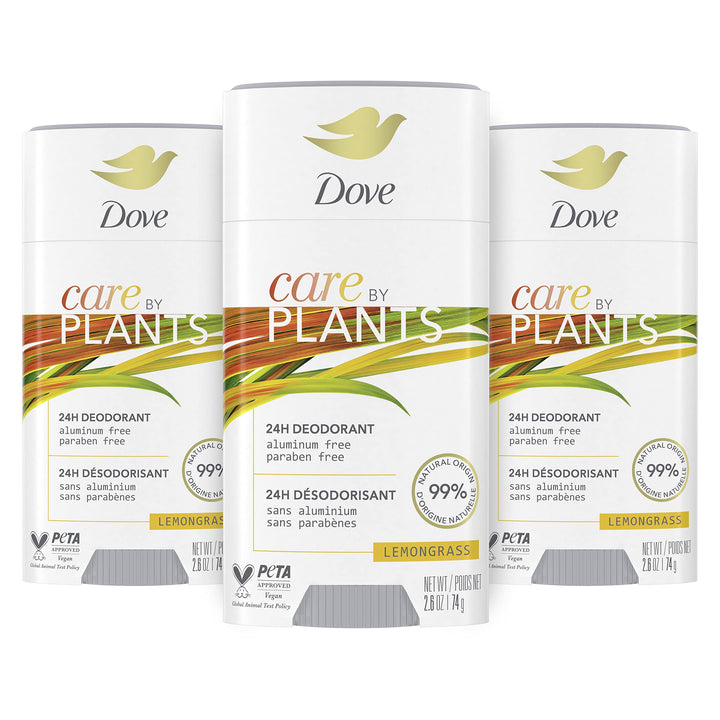 Dove Unisex Care By Plants Deodorant Stick For Long-Lasting Deodorant Protection Lemongrass Aluminum Free Deodorant 2.6 Oz 3 Count, Pack Of 1