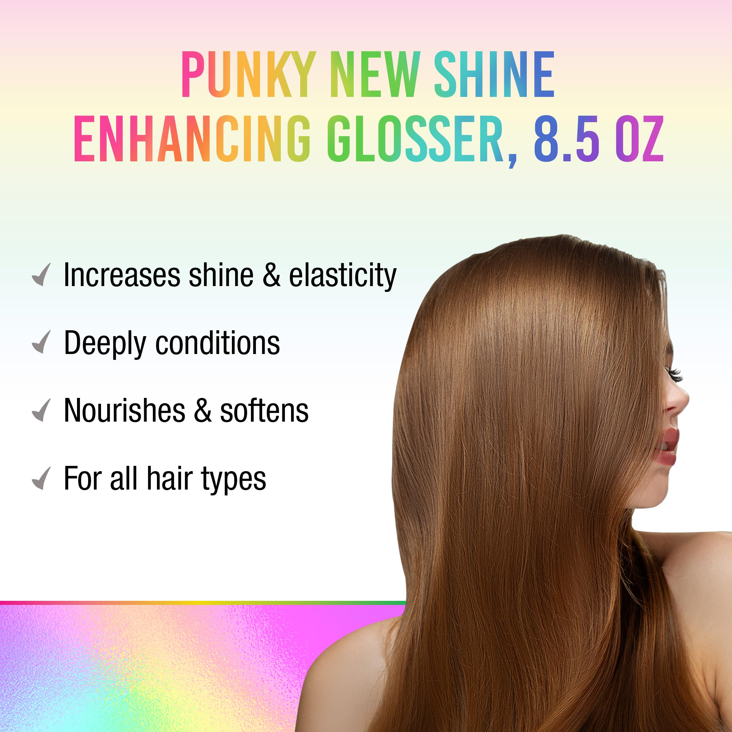 Punky Colour 3-in-1 Clear Hair Gloss Spray - Color Shine Glosser, Long-Lasting Hair Shine & Smooth Glossy Finish, 8.5 fl oz