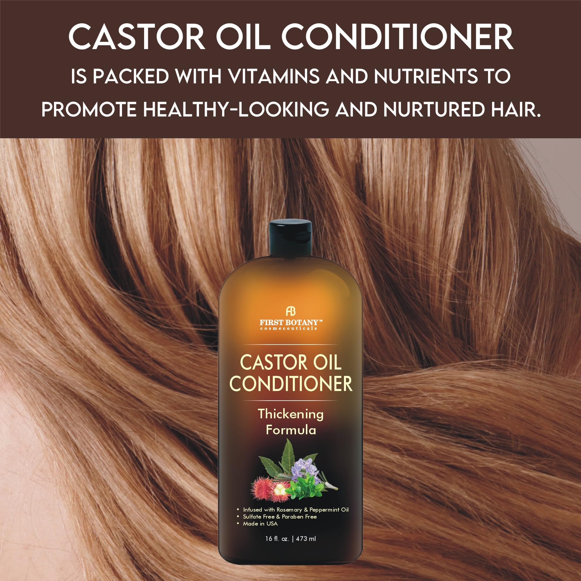 Castor Oil Conditioner - An Anti Hair Loss Conditioner Thickening formula For Hair Regrowth, Anti Thinning Sulfate Free For Men & Women Anti Dandruff Treatment 16 fl oz