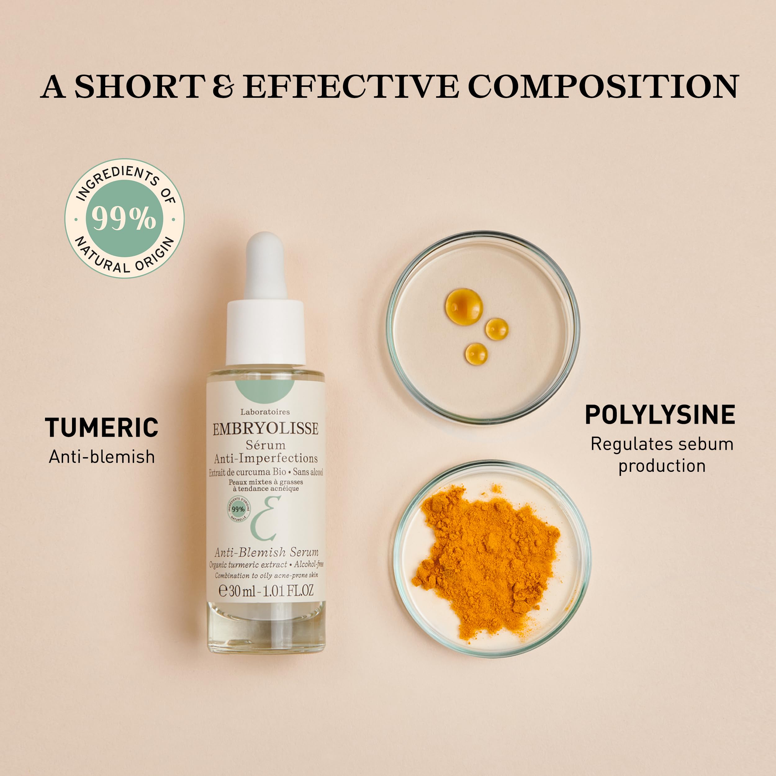 Embryolisse Anti-Blemish Face Serum - Anti Pimples & Black Heads Treatment for Oily to Combination Skin, 1.01 Fl Oz