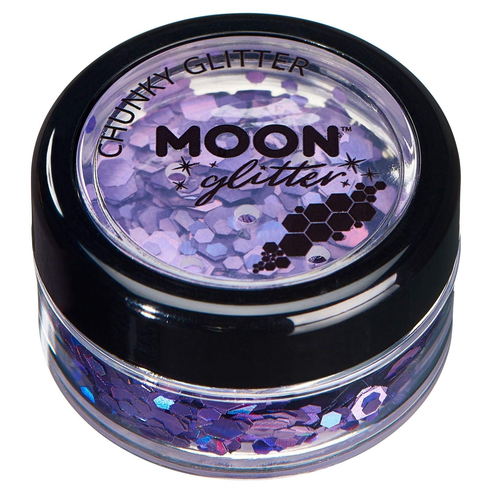 Holographic Chunky Glitter by Moon Glitter – 100% Cosmetic Glitter for Face, Body, Nails, Hair and Lips - 0.10oz - Purple