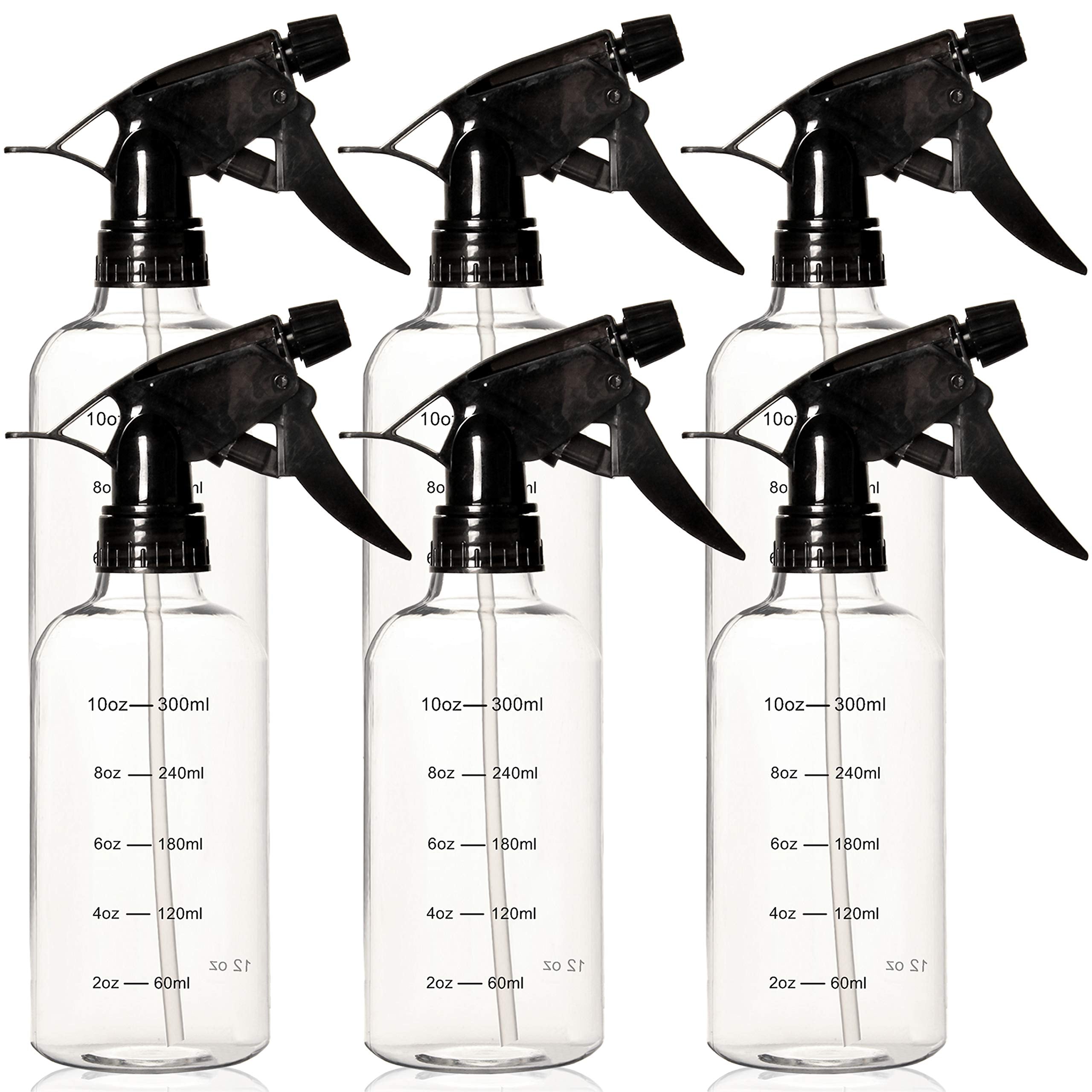 Youngever 6 Pack Empty Plastic Spray Bottles, Spray Bottles for Hair and Cleaning Solutions (12 Ounce)