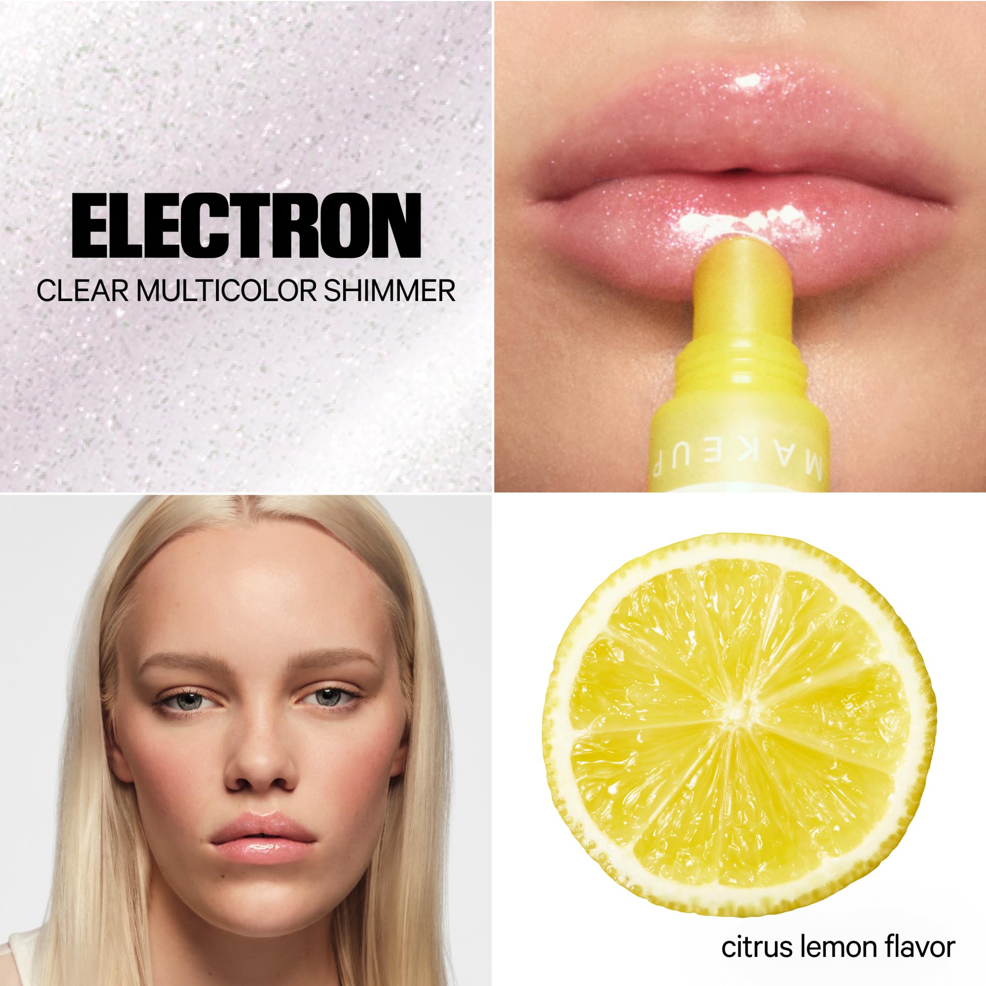 Milk Makeup Balmade Electrolyte Lip Balm – Hydrating, Sheer Gloss Nourishes + Replenishes Moisture – Clean, Vegan Formula with High-Shine Finish – Electron (Clear Shimmer, Citrus Lemon), 0.4oz