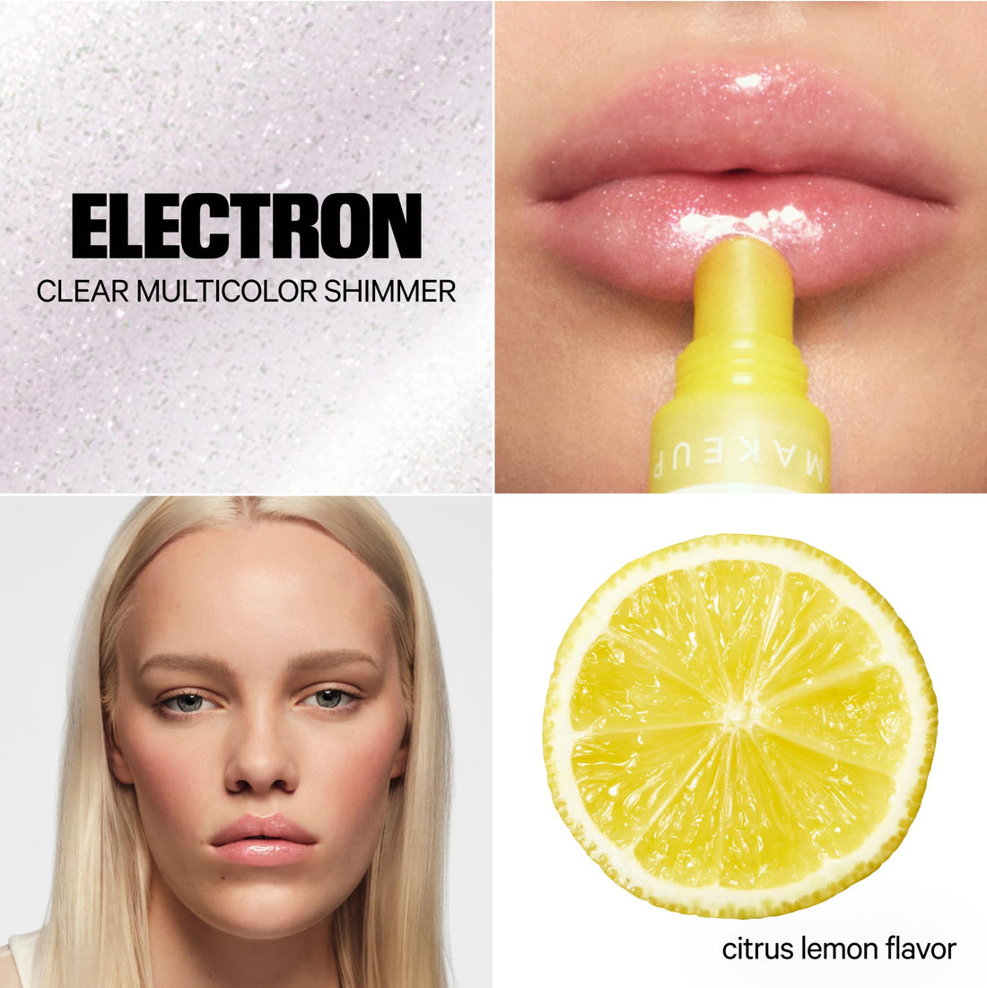 Milk Makeup Balmade Electrolyte Lip Balm – Hydrating, Sheer Gloss Nourishes + Replenishes Moisture – Clean, Vegan Formula with High-Shine Finish – Electron (Clear Shimmer, Citrus Lemon), 0.4oz