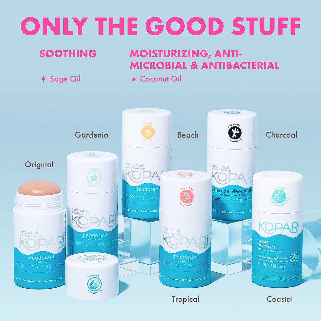 Kopari Aluminum-Free Deodorant | Non-Toxic, Paraben Free, Gluten Free & Cruelty Free Men's and Women's Deodorant | Made with Organic Coconut Oil | 2.0 oz