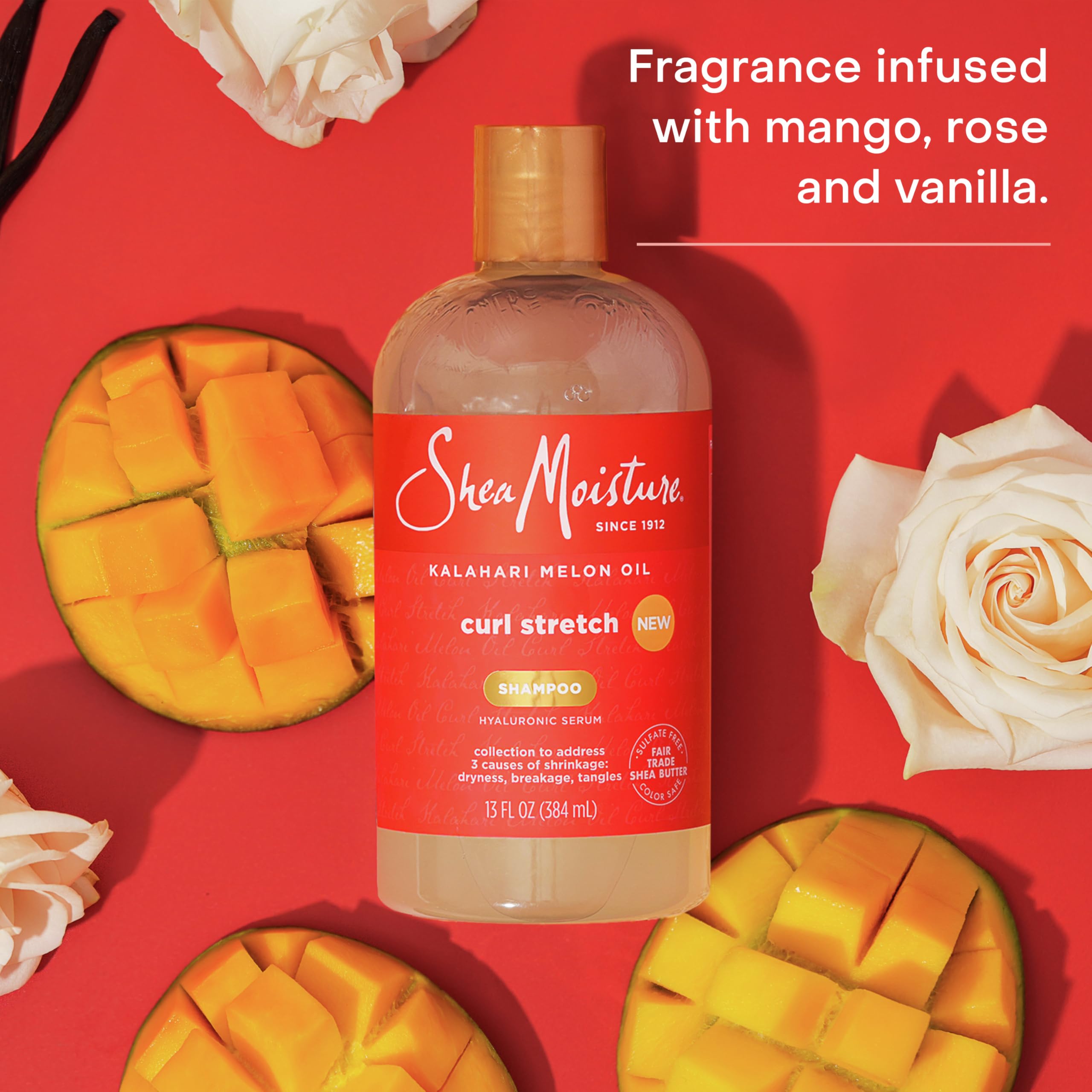 SheaMoisture Curl Stretch Shampoo Kalahari Melon Oil Infused with Hyaluronic Serum, Cleanses and Hydrates for Strong and Soft Curls, for Type 4 Hair 13 Fl Oz