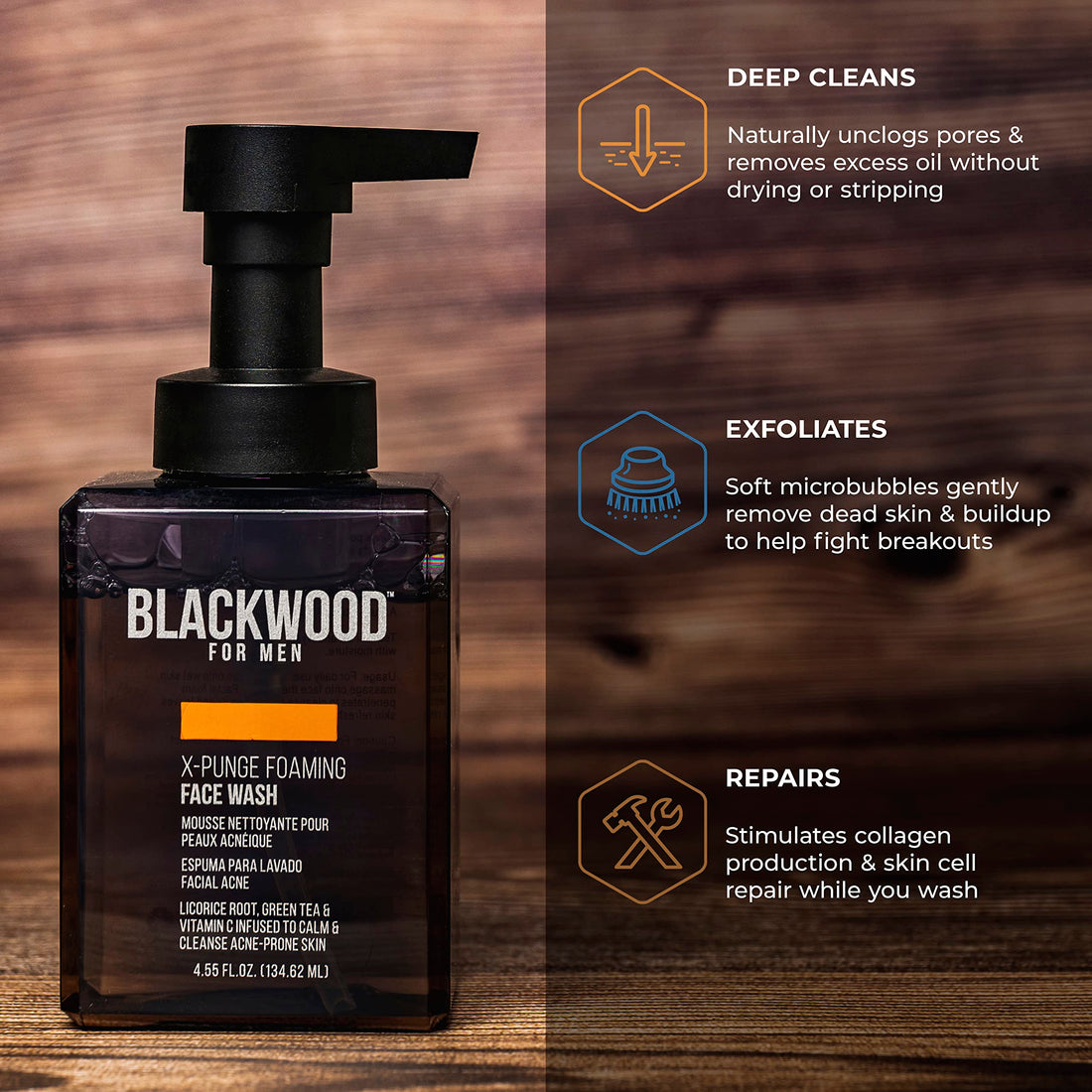 Blackwood For Men X-Punge Foaming Face Wash, 4.55 Fluid