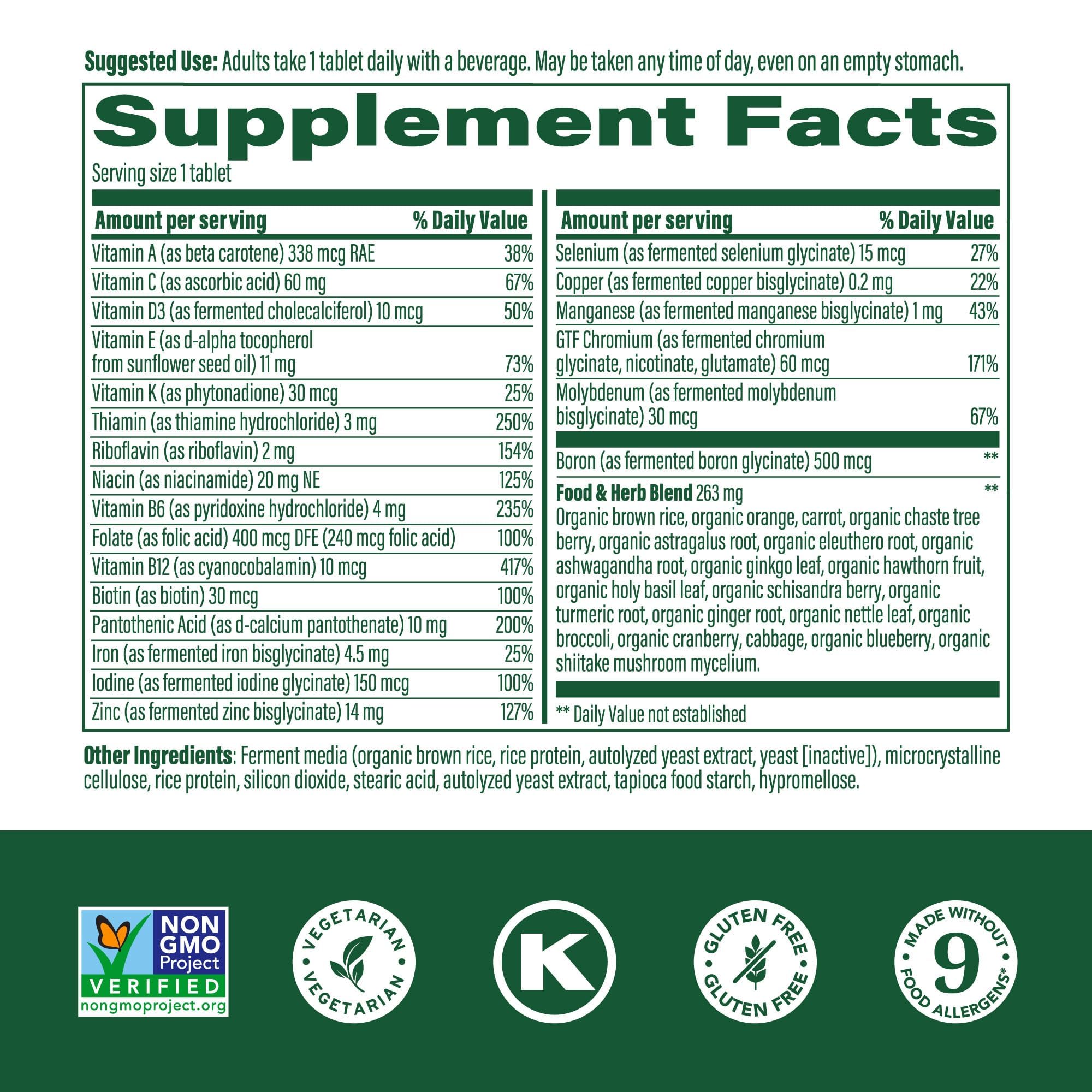 MegaFood Womens Multivitamin One Daily - Multivitamin for Women - Vitamin C, Vitamin D, Iron & B Vitamins - Bone, Energy Metabolism & Immune Support - Vegetarian, GlutenFree - 30 Tablets, 30 Servings