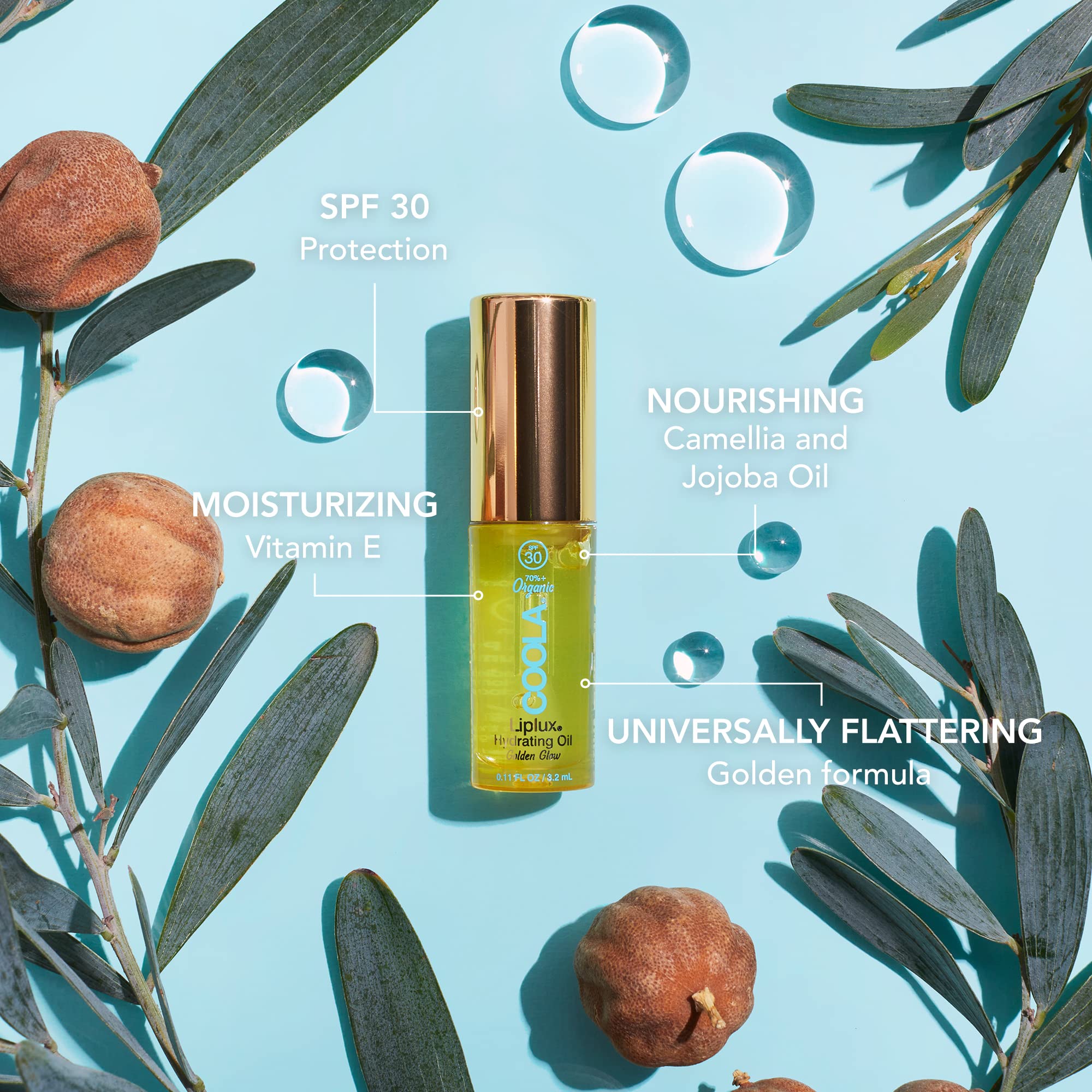 Coola Organic Liplux Lip Oil Sunscreen SPF 30, 3.2 ml