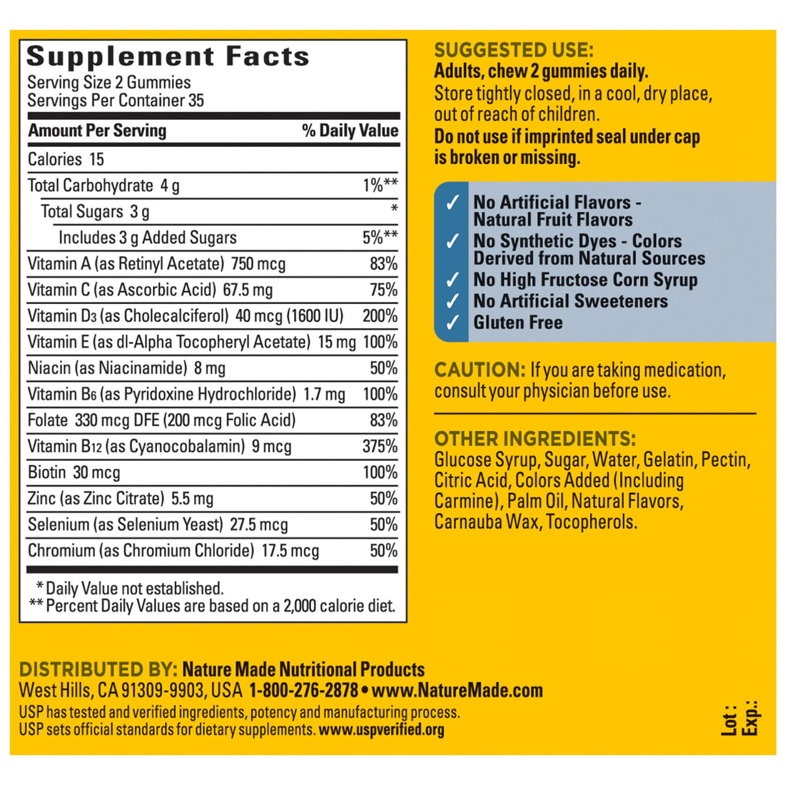 Nature Made Multi for Him, Multivitamin for Men for Energy Metabolism Support, Mens Multivitamins, 70 Gummy Vitamins and Minerals, 35 Day Supply