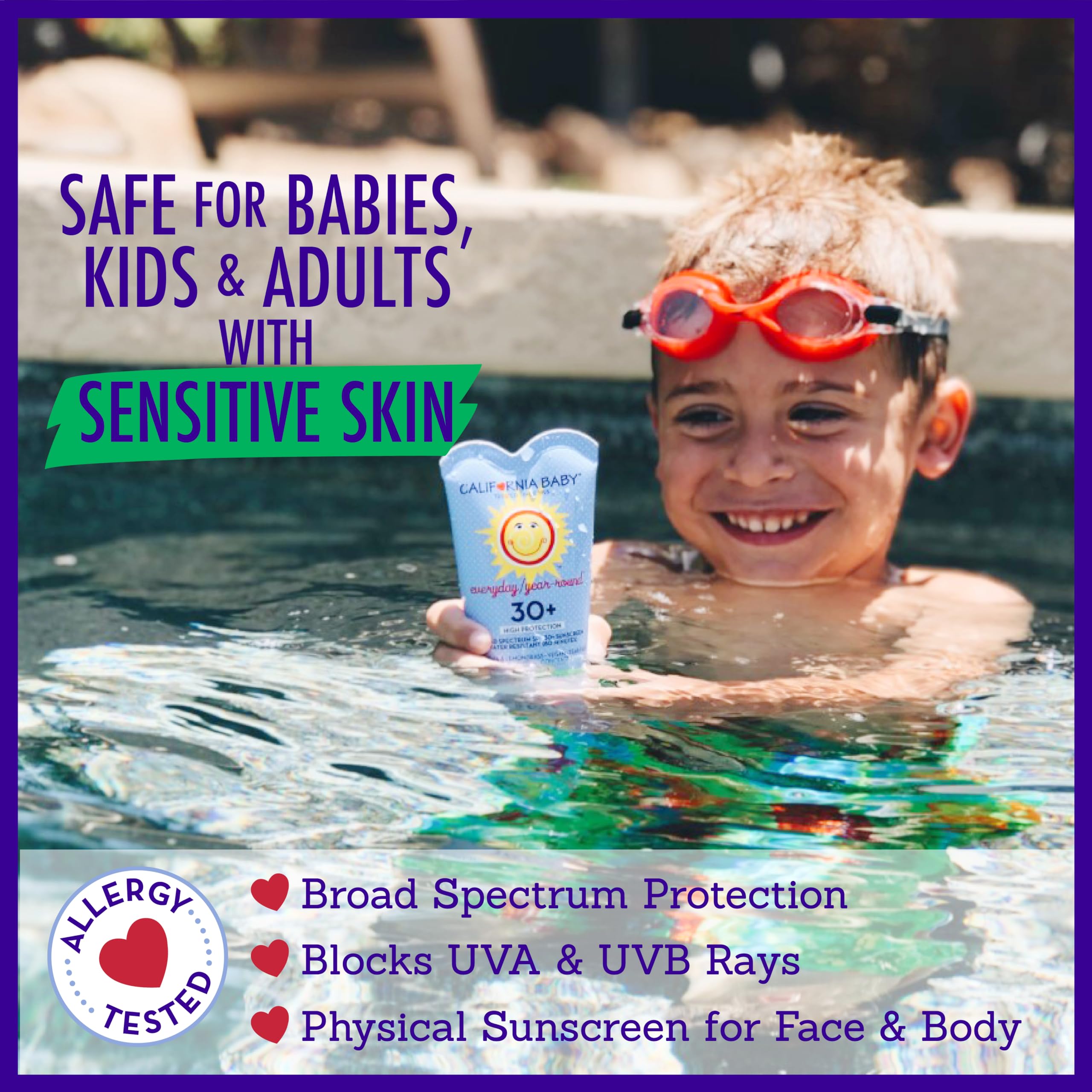 California Baby Everyday SPF 30+ | Mineral Sunscreen | Floral Scent | Baby Sunscreen for Face + Body | Travel Size| 82g / 2.9oz
