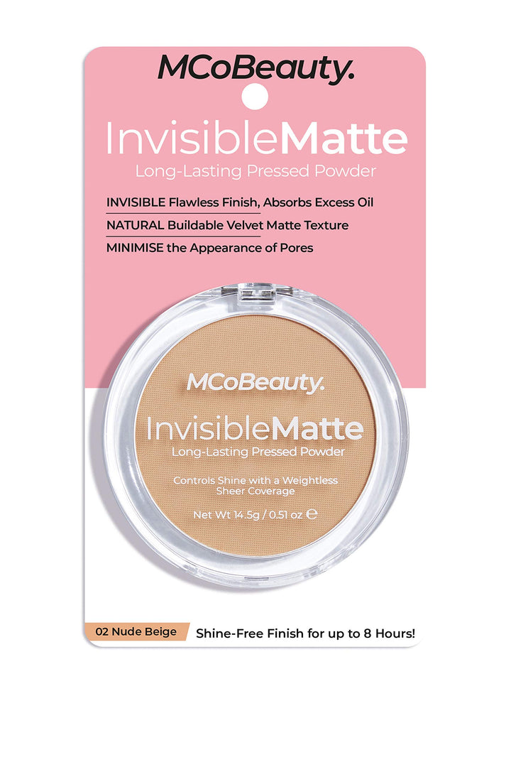 MCoBeauty Invisible Matte Pressed Powder | Setting and Finishing Face Powder | Nude Beige