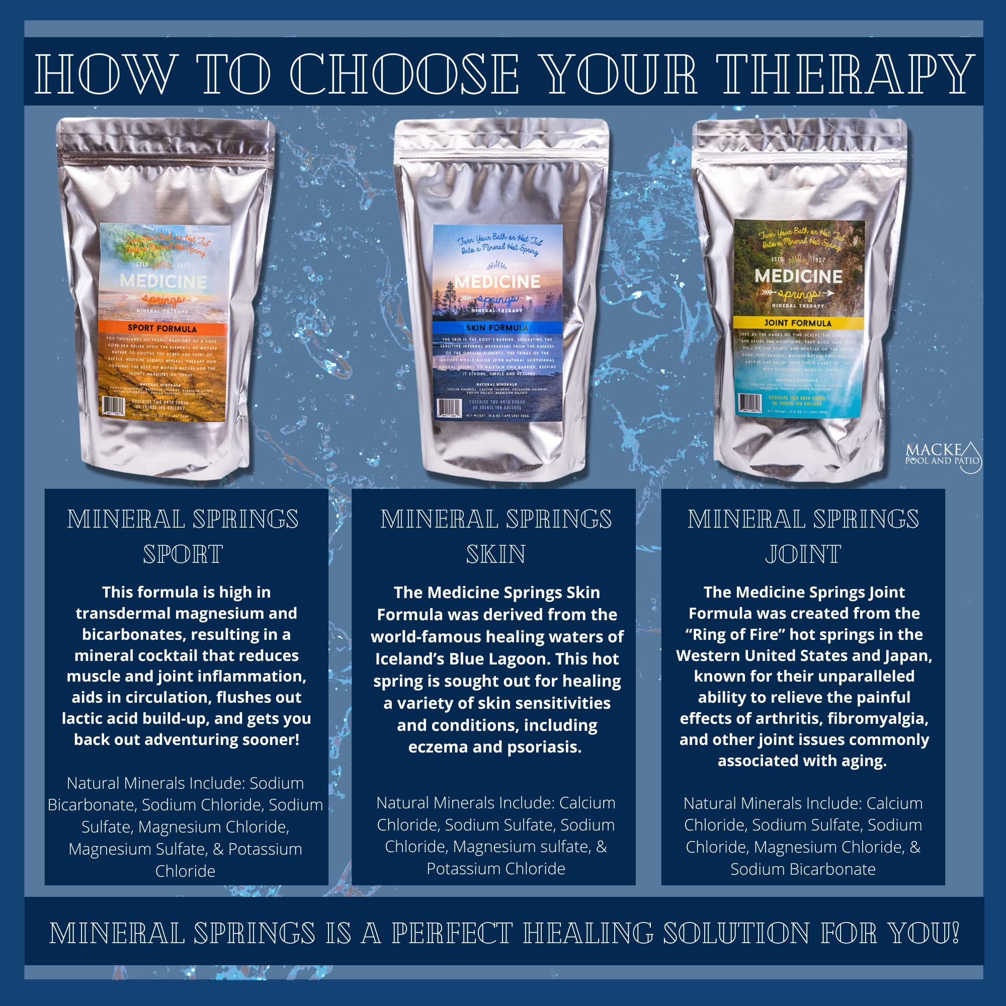 Medicine Springs hot tub Mineral Therapy Dead sea Minerals hot Spring Soaking Collection for Healing Turn Your hot tub into a Soaking Mineral Spring -Skin Formula Treats 400 Gallons (Hot Tub)