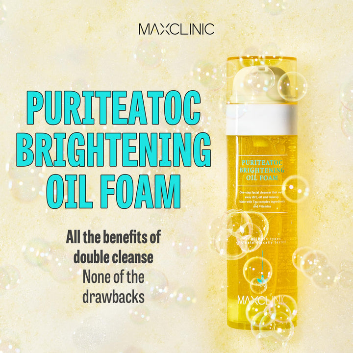 MAXCLINIC [K-Beauty] PuriteaToc Oil to Foam - All-in-One Korean Face Wash Oil Based Foaming Facial Cleanser - Deeply Hydrating & Moisturizing Makeup Deep Cleansing Oil for Dull Skin (3.88 fl oz)