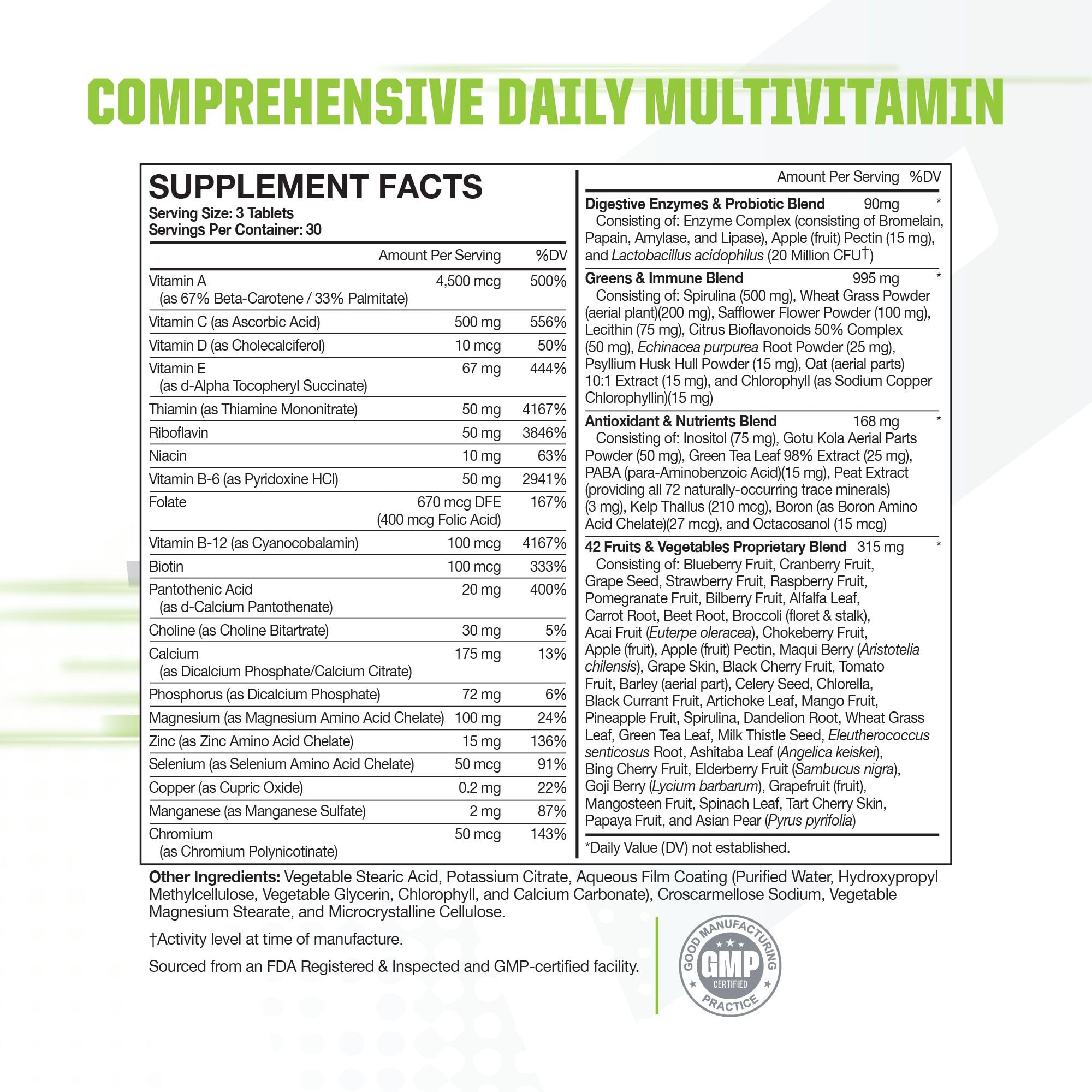 Muscle Pharm Essentials Multi-V+, The Athlete's Multi-Vitamin, Enhanced Energy, Performance & Immune Health, Daily Multivitamin for Men & Women with Minerals Plus Probiotics, 90 Tablets, 30 Servings