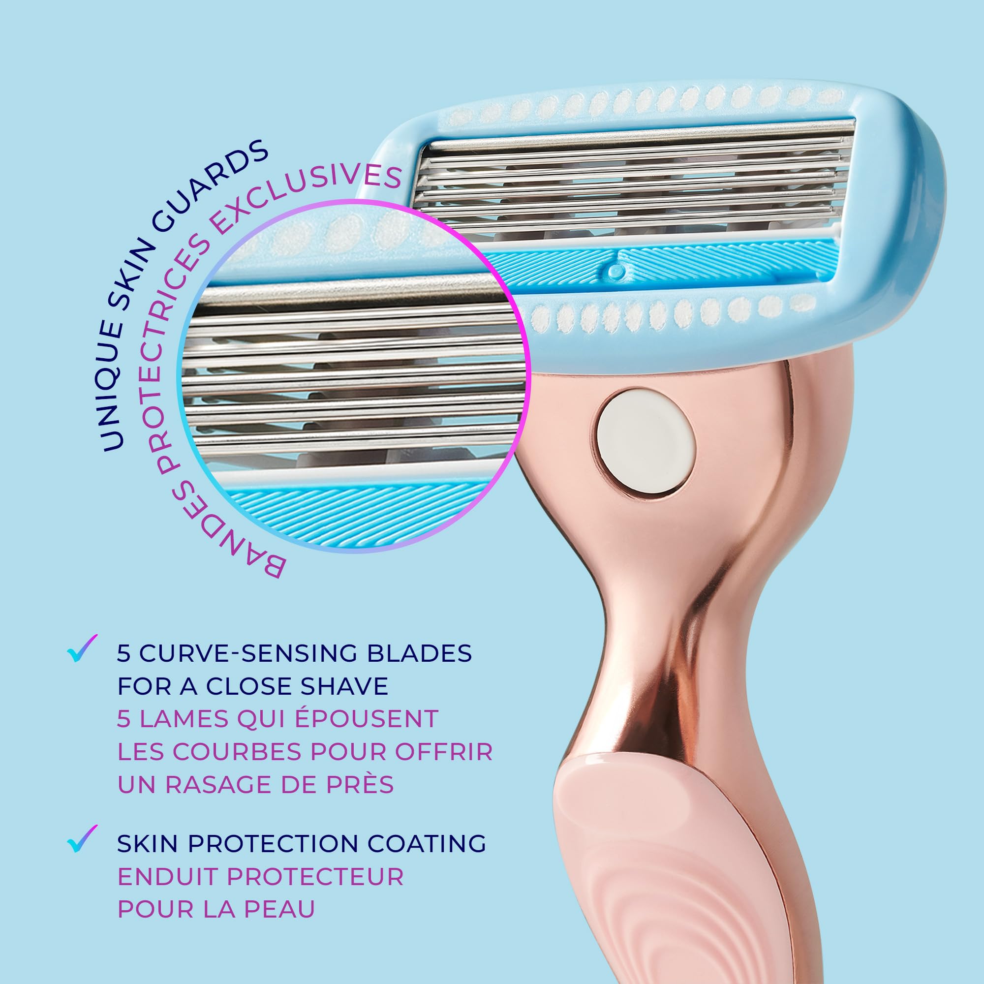 Schick Hydro Silk Moisturizing Razor for Women with Premium Rose Gold Metal Handle and 2 Refills