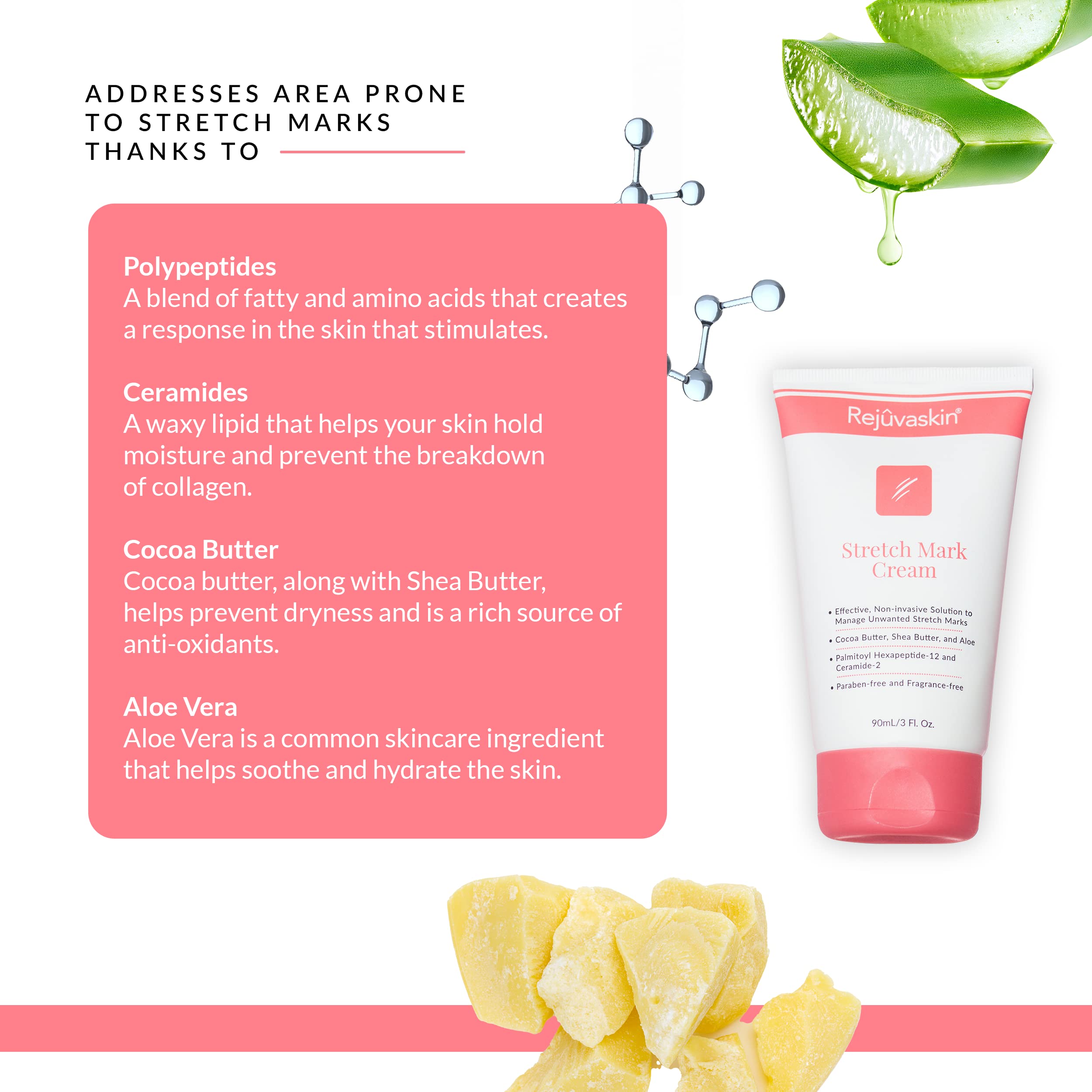 Rejuvaskin Resolve Stretch Mark Cream ‚¬Œ Helps Improve And Prevent Stretch Marks ‚¬Œ Cocoa Butter, Aloe, Shea - 3Fl Oz/90Ml
