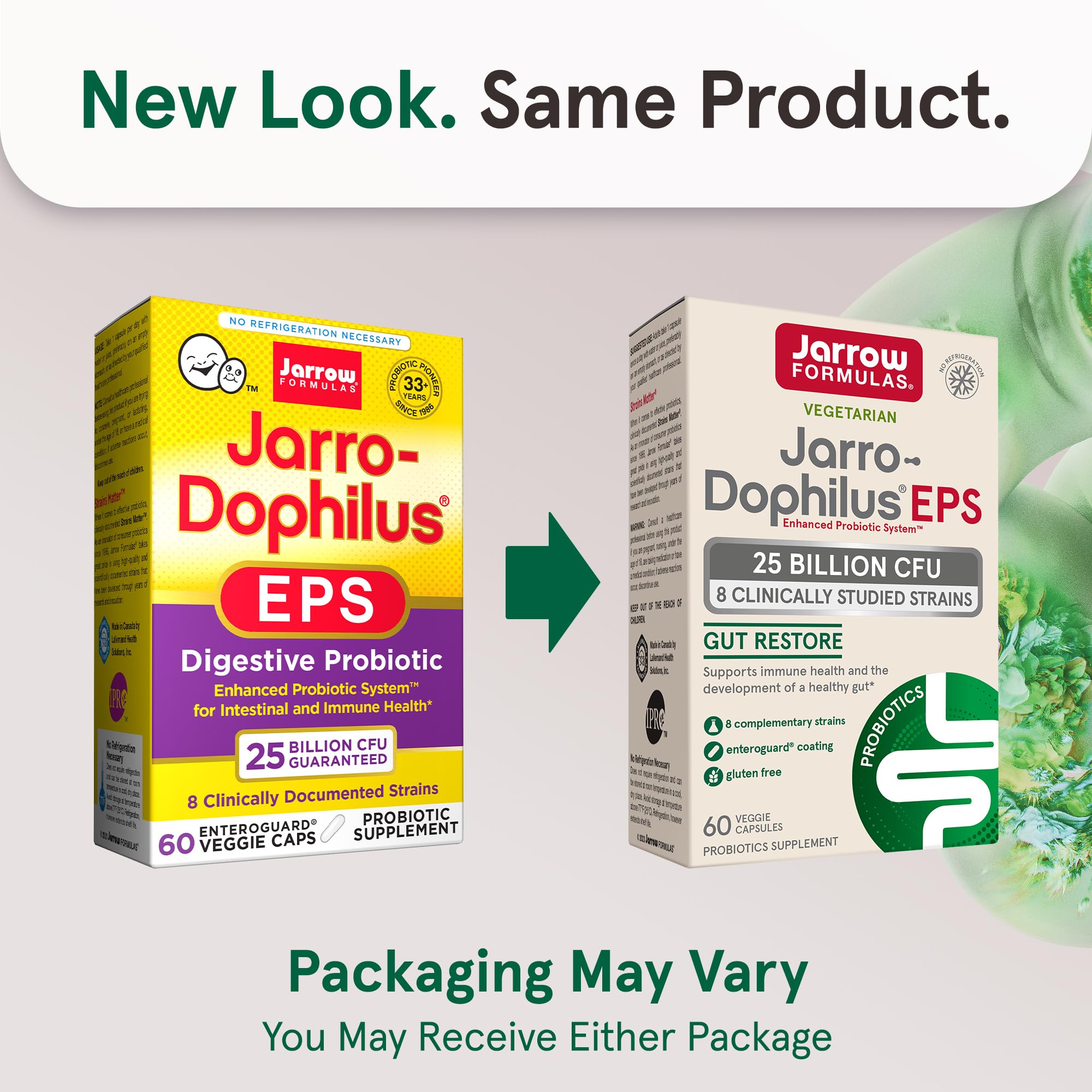 Jarrow Formulas Jarro-Dophilus EPS Higher Potency - 25 Billion Organisms Per Serving - 60 Veggie Caps - Multi-Strain Probiotic - Intestinal & Immune Health - 60 Servings