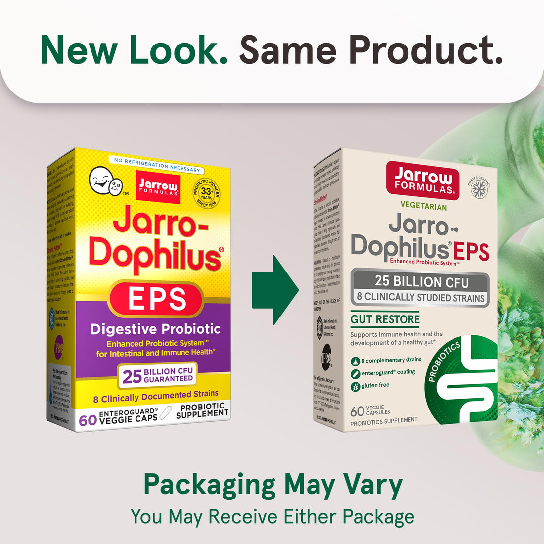 Jarrow Formulas Jarro-Dophilus EPS Higher Potency - 25 Billion Organisms Per Serving - 60 Veggie Caps - Multi-Strain Probiotic - Intestinal & Immune Health - 60 Servings
