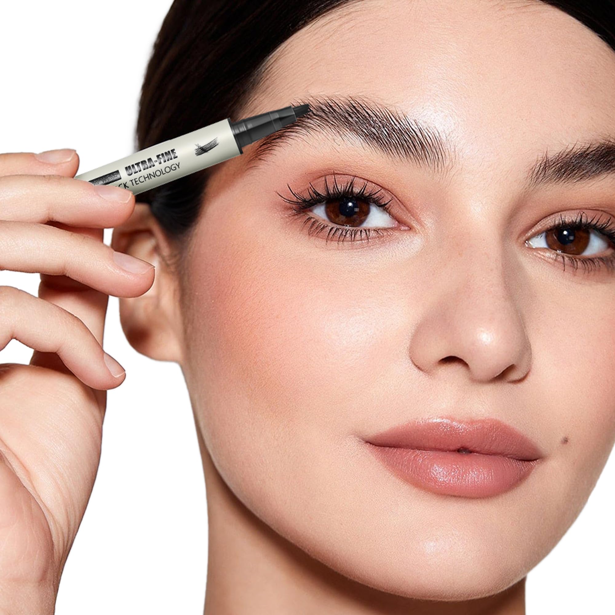 2 Pack Microblading Eyebrow Pencils for Women with Multiple Fork Tips, Waterproof Super Fast Eyebrow Dye Tint Makeup Pen for Natural Hair Like Brows, Never Dry Out and Last All Day (Medium Brown)