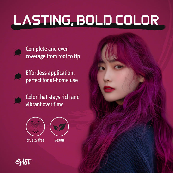 Splat Midnight Magenta Semi-Permanent Hair Color Kit No Bleach, Vegan, Cruelty Free
