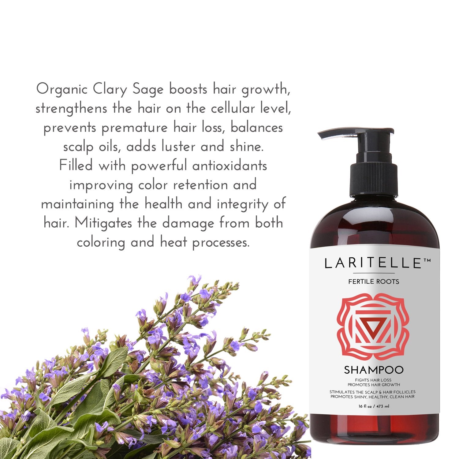 Laritelle Organic Hair Growth Set | Shampoo 17 oz + Conditioner 16 oz + Hair Loss Treatment 4 oz | Ayurvedic Herbs, Lavender, Ginger, Rosemary | NO GMO, Sulfates, Gluten, Alcohol, Parabens, Phthalates