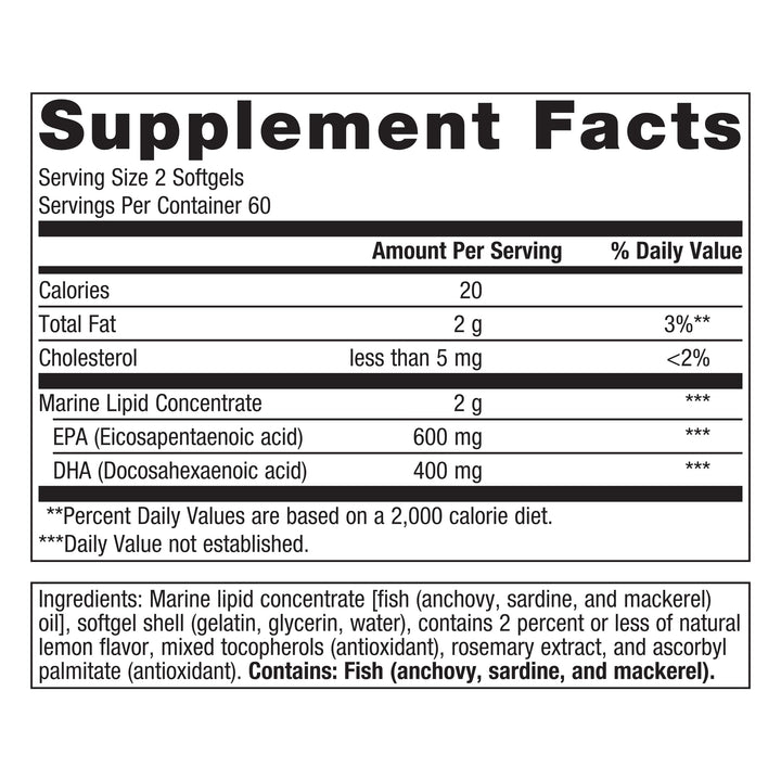 Metagenics OmegaGenics EPA-DHA 500 - Supports Cardiovascular Health* - Fish Oil EPA DHA - Purity & Quality Tested - Non-GMO & Gluten-Free - 120 Count