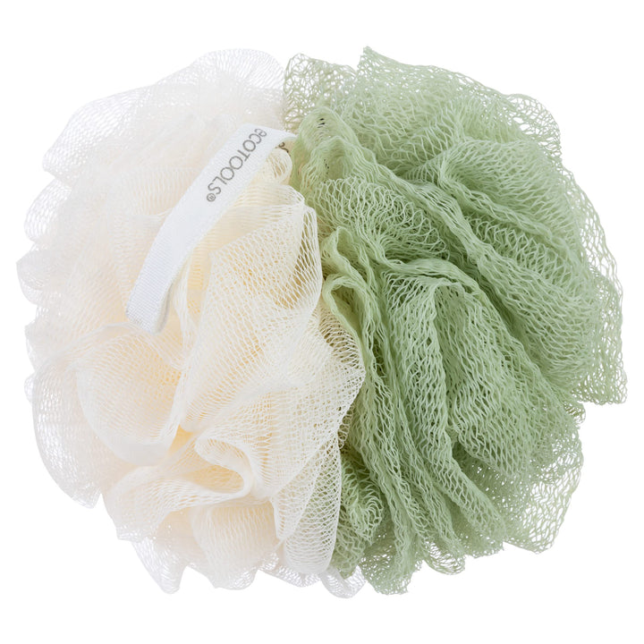 EcoTools Green 2-in-1 EcoPouf, Dual-Sided Shower Loofah Exfoliates & Cleanses Skin, Made of Recycled Netting, Removes Dead Skin, Eco-Friendly Bath Accessory, Cruelty-Free, 6 Count (60g)