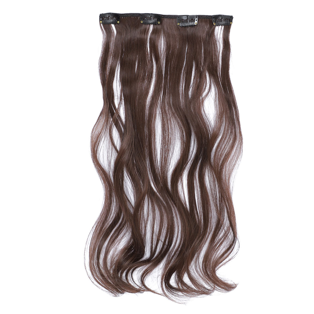 Chestnut Brown-6# : SWACC Women 20 Inches Curly Full Head 7 Separate Pieces Heat Resistance Synthetic Hair Clip in Hair Extensions (Chestnut Brown-6#)