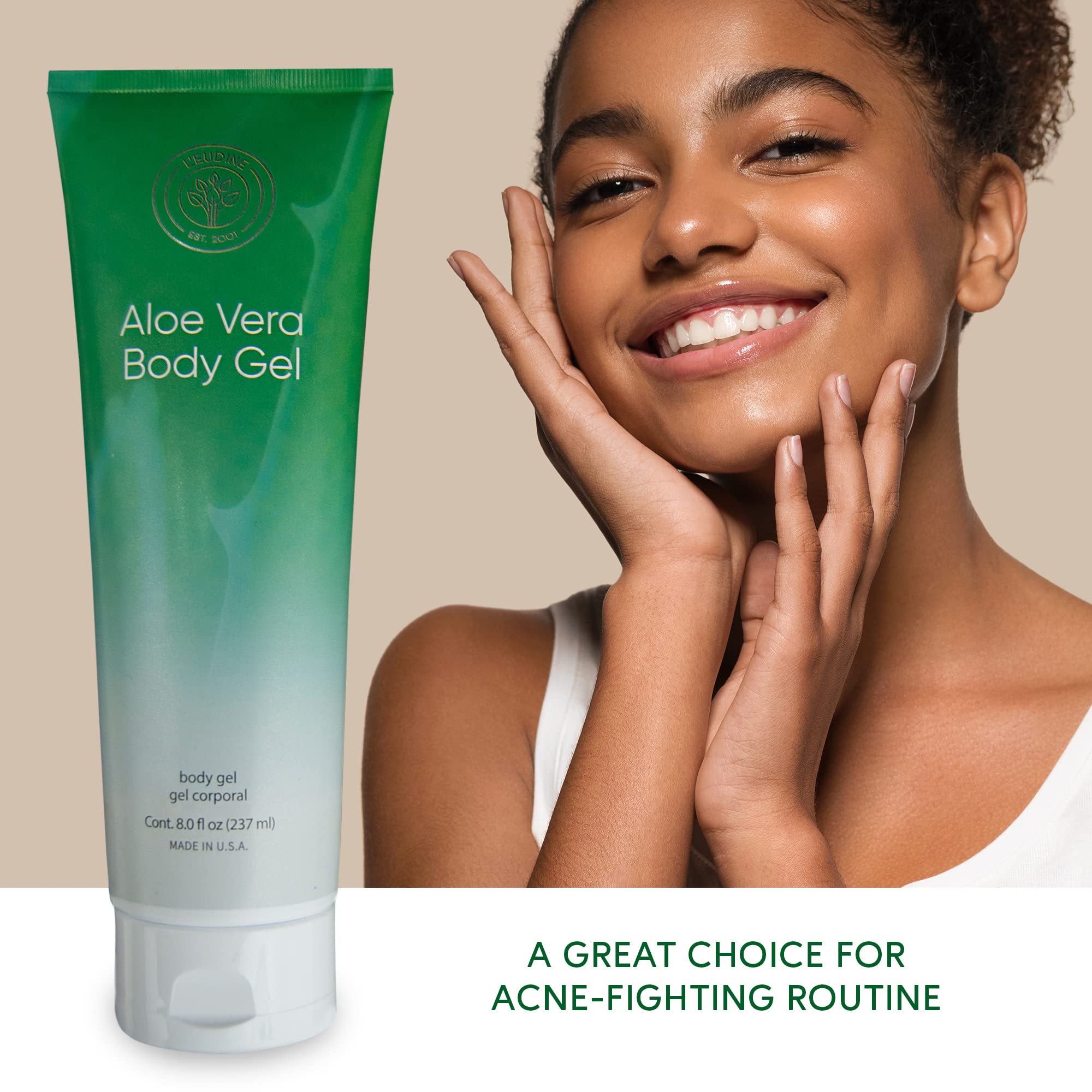 L’EUDINE Aloe Vera Gel - 8Fl Oz - Natural Aloe Gel for Skin Care - Premium Aloe for Sunburn Relief, Burns, and After Sun Care - Aloe Gel for Face, Body - Aloe Vera for Scar Treatment