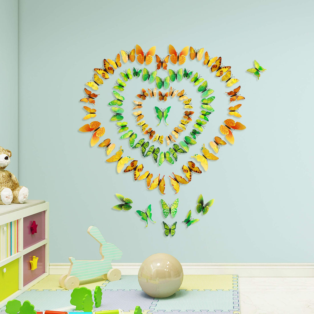 24pcs 3D Vivid Special Man-Made Lively Butterfly Art DIY Decor Wall Stickers Decals Nursery Decoration, Bathroom Décor, Office Décor, 3D Wall Art, 3D Crafts for Wall Art Kids Room Bedroom