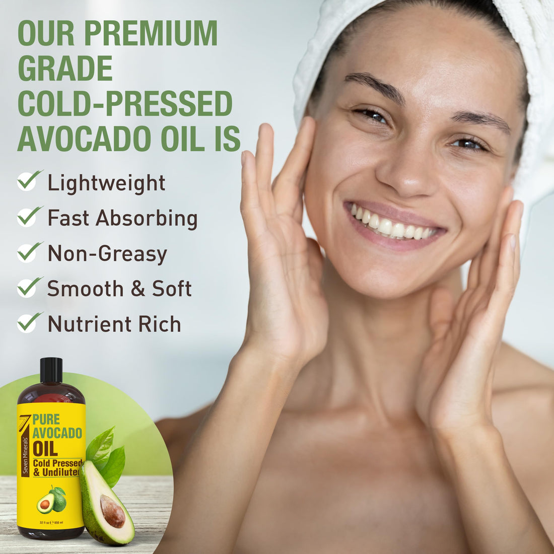 NEW Cold Pressed Avocado Oil For Hair, Skin, & Face - Big 32oz - Premium Grade & Hexane Free, 100% Pure, GMO Free, & Non-Greasy Carrier Oil for Natural Hair and Skincare - Great with Essential Oils